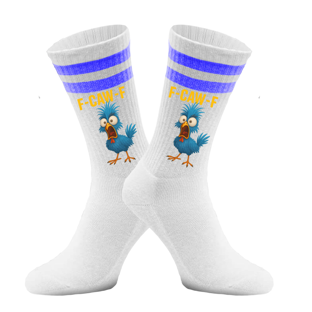 F-caw-f Tennissocken – BLUE Chicken Lustige Socken mit Spruch & Statement-Aufdruck