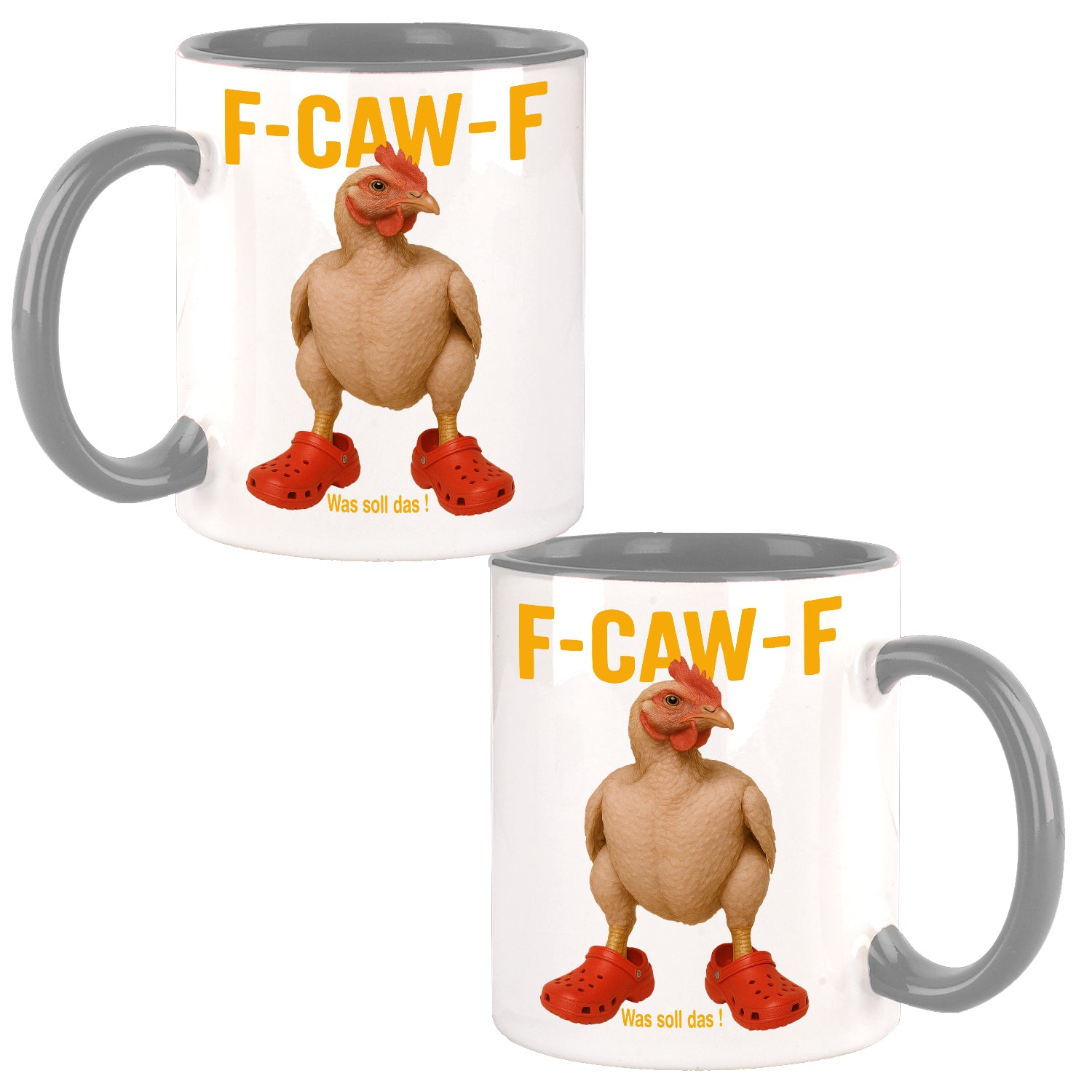 F-CAW-F Was soll das ! Naked Chicken and red shoes Design Büro Kaffee Teetasse
