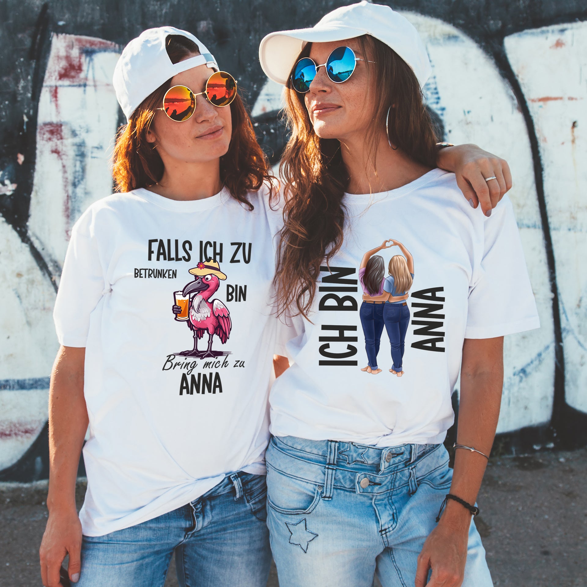 Wenn ich betrunken bin, bring mich zu ... Best Friends Women Partner T-Shirt Set "Weiss"