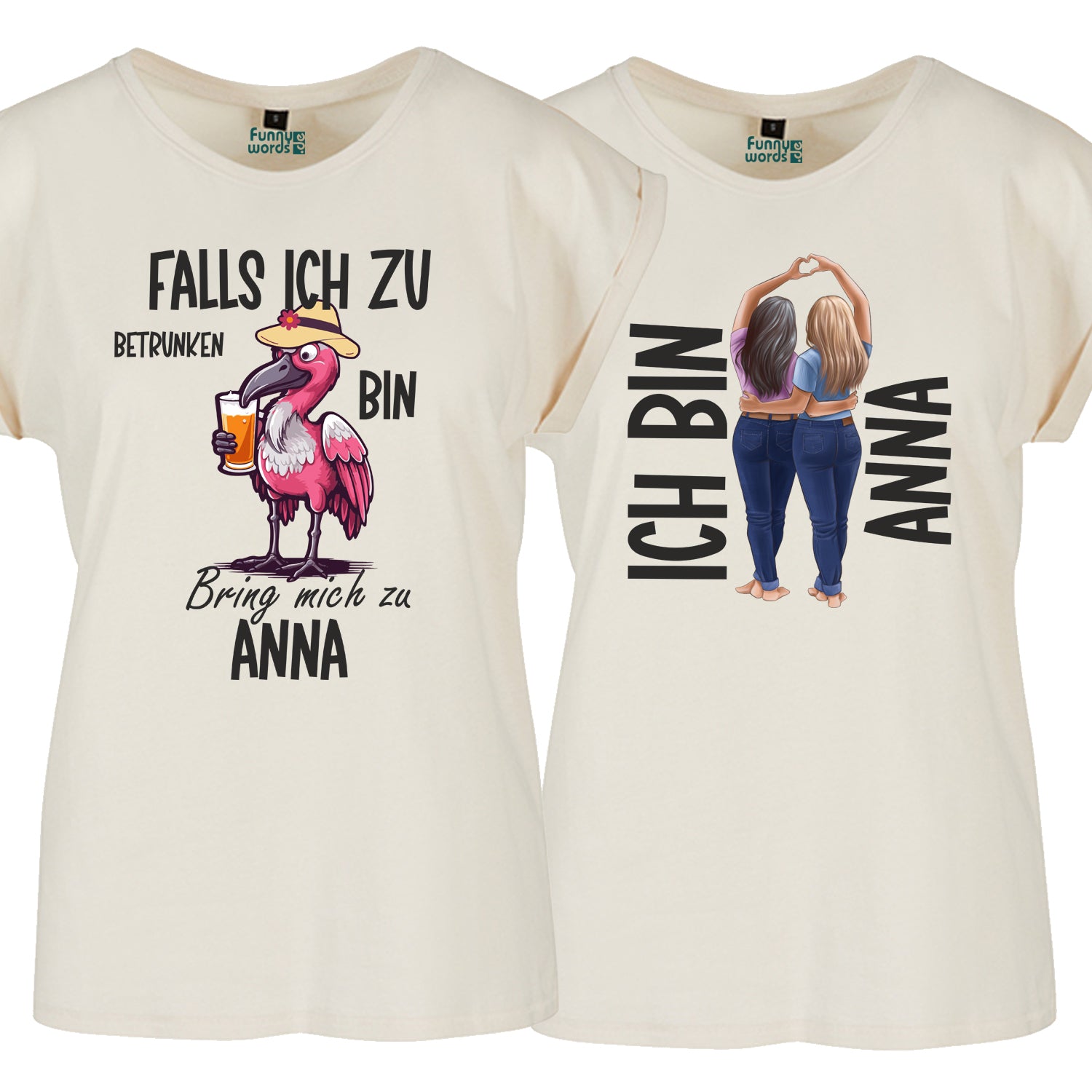 Wenn ich betrunken bin, bring mich zu ... Best Friends Women Partner T-Shirt Set "Sand"