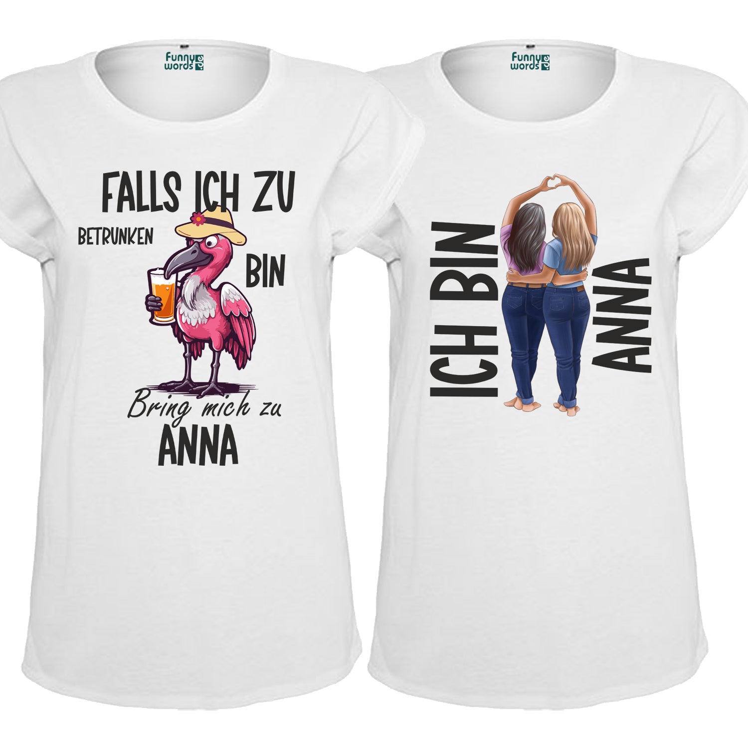 Wenn ich betrunken bin, bring mich zu ... Best Friends Women Partner T-Shirt Set "Weiss"