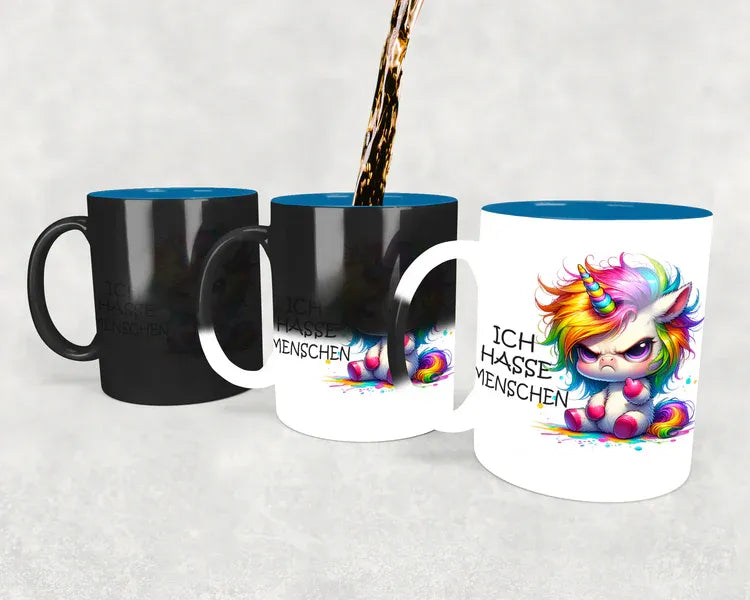 Cute Animal Einhorn Emmy - Ich hasse Menschen - MAGIC WOW Kaffeetasse Teetasse
