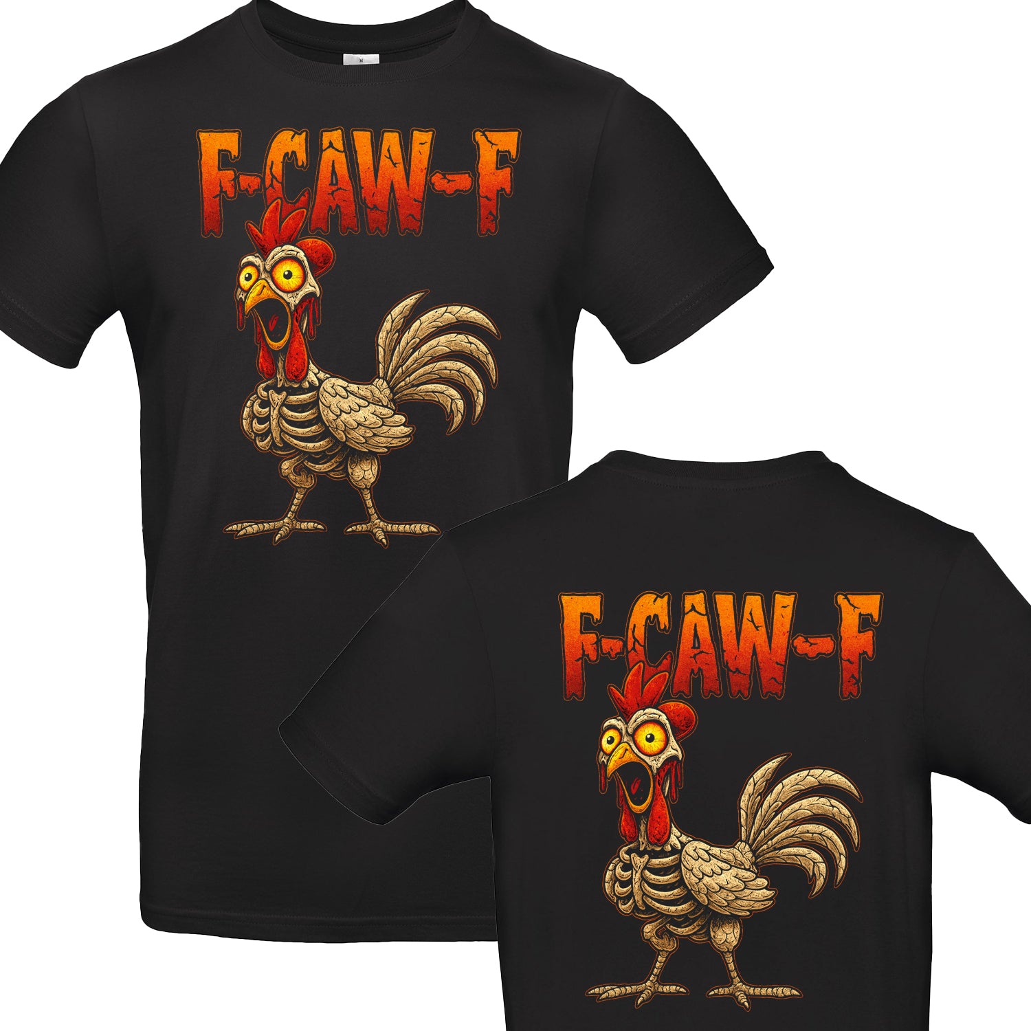 F-CAW-F Halloween Skelett Edition FunnyChicken / Huhn T-Shirt Unisex Premium T-Shirt