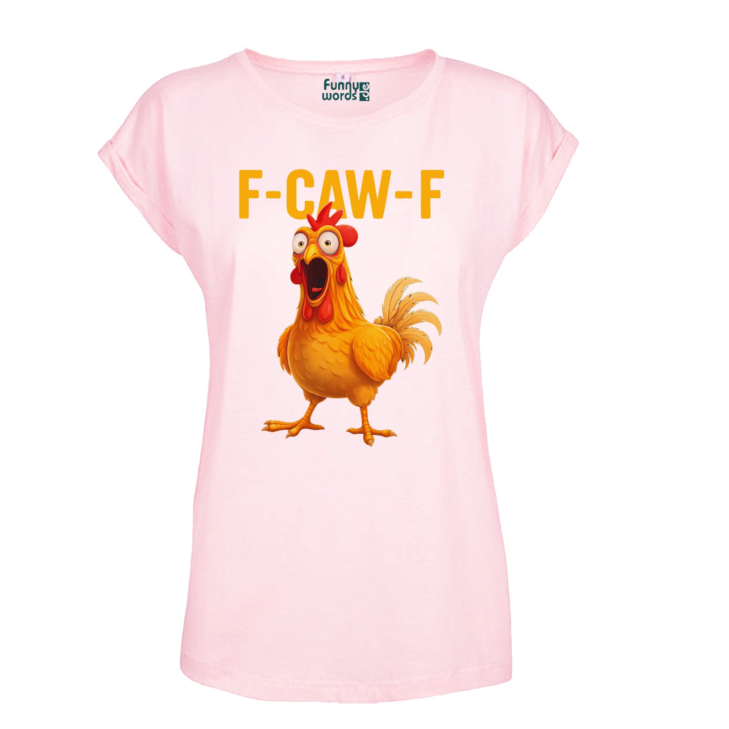 F-CAW-F Chicken Huhn  Women Exended Shoulder T-Shirt