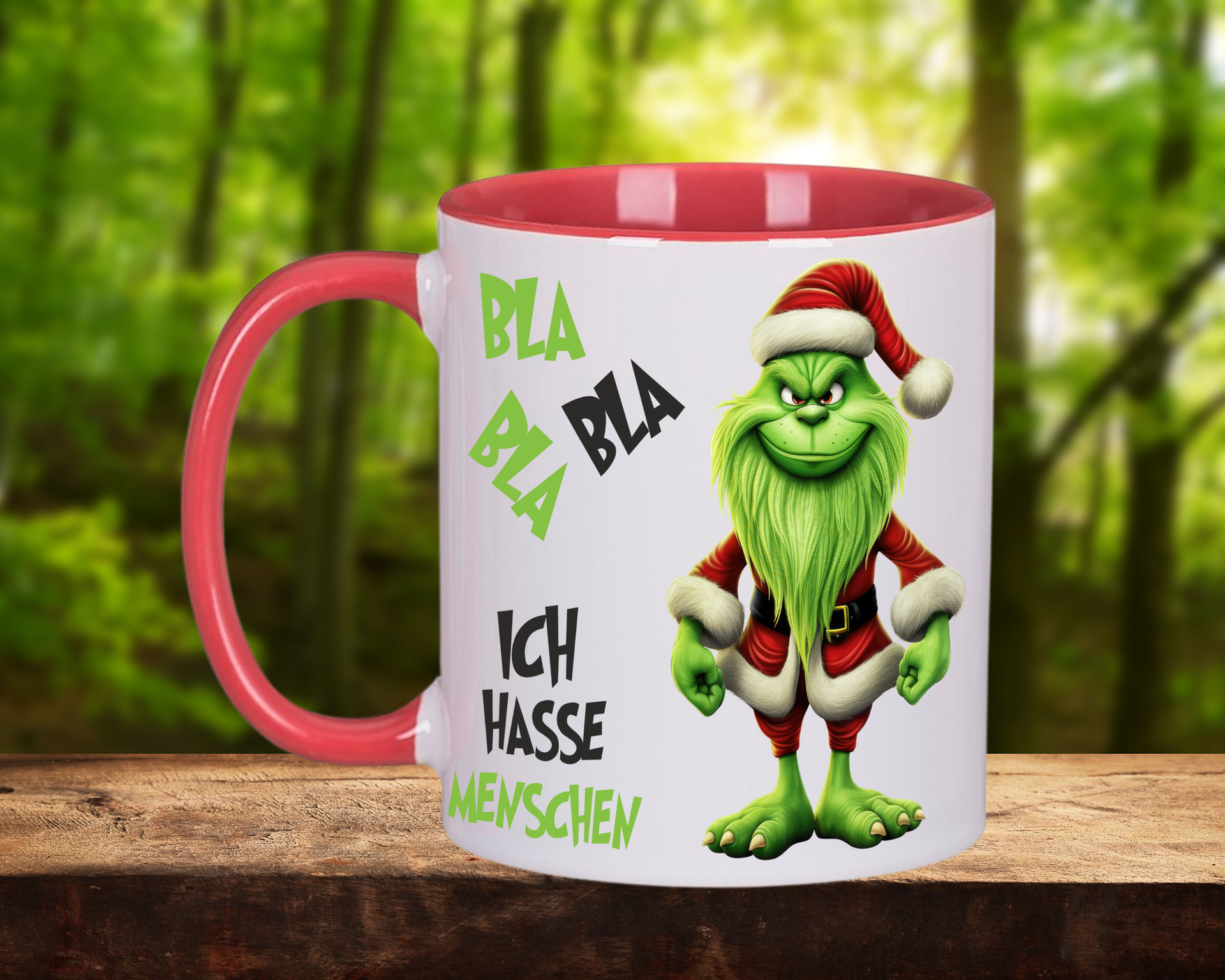 Green Santa Bla Bla Bla - Ich hasse Menschen - Kaffeetasse Teetasse