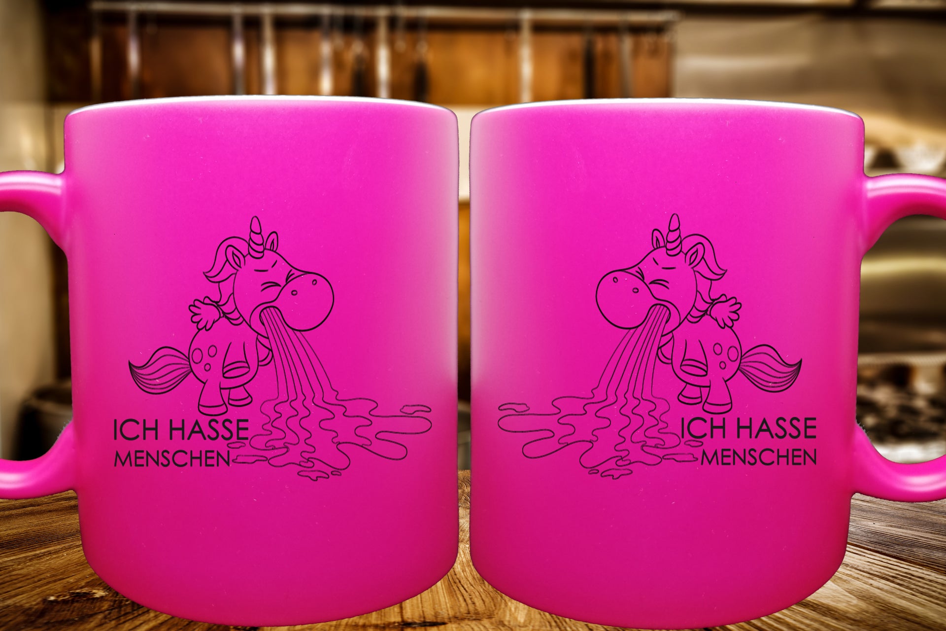 FUNNYWORDS® Ich hasse Menschen Einhorn Tasse  -  Fun - NEON - Tasse - Kaffeebecher