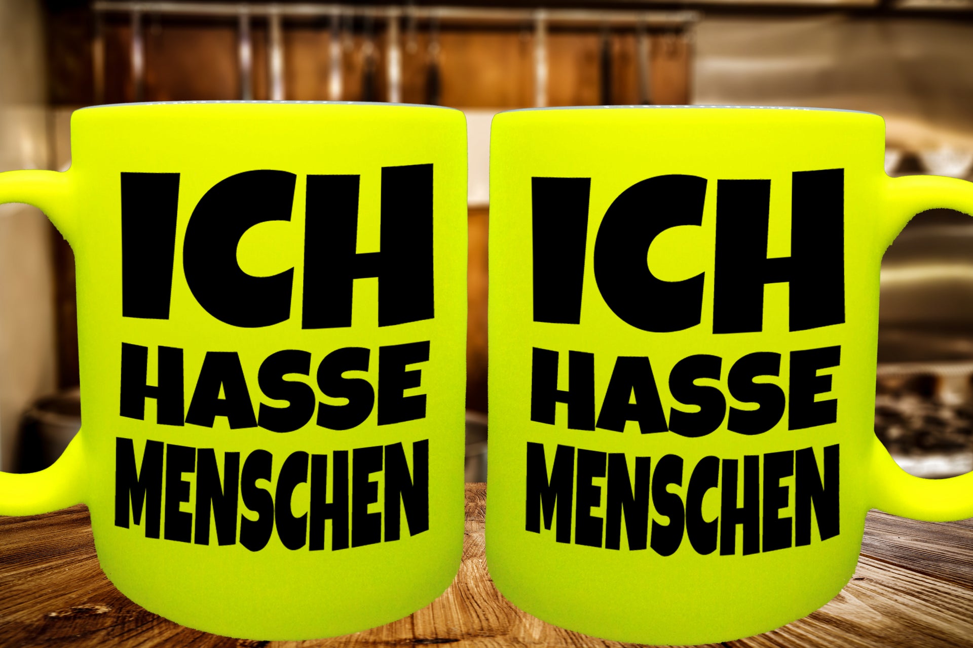 FUNNYWORDS® ICH HASSE MENSCHEN  -  Fun - NEON - Tasse - Kaffeebecher