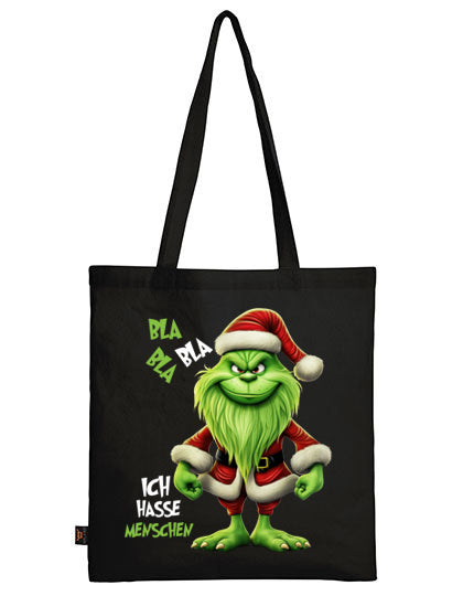 Green Santa Bla Bla Bla - Ich hasse Menschen - Baumwolltragetasche