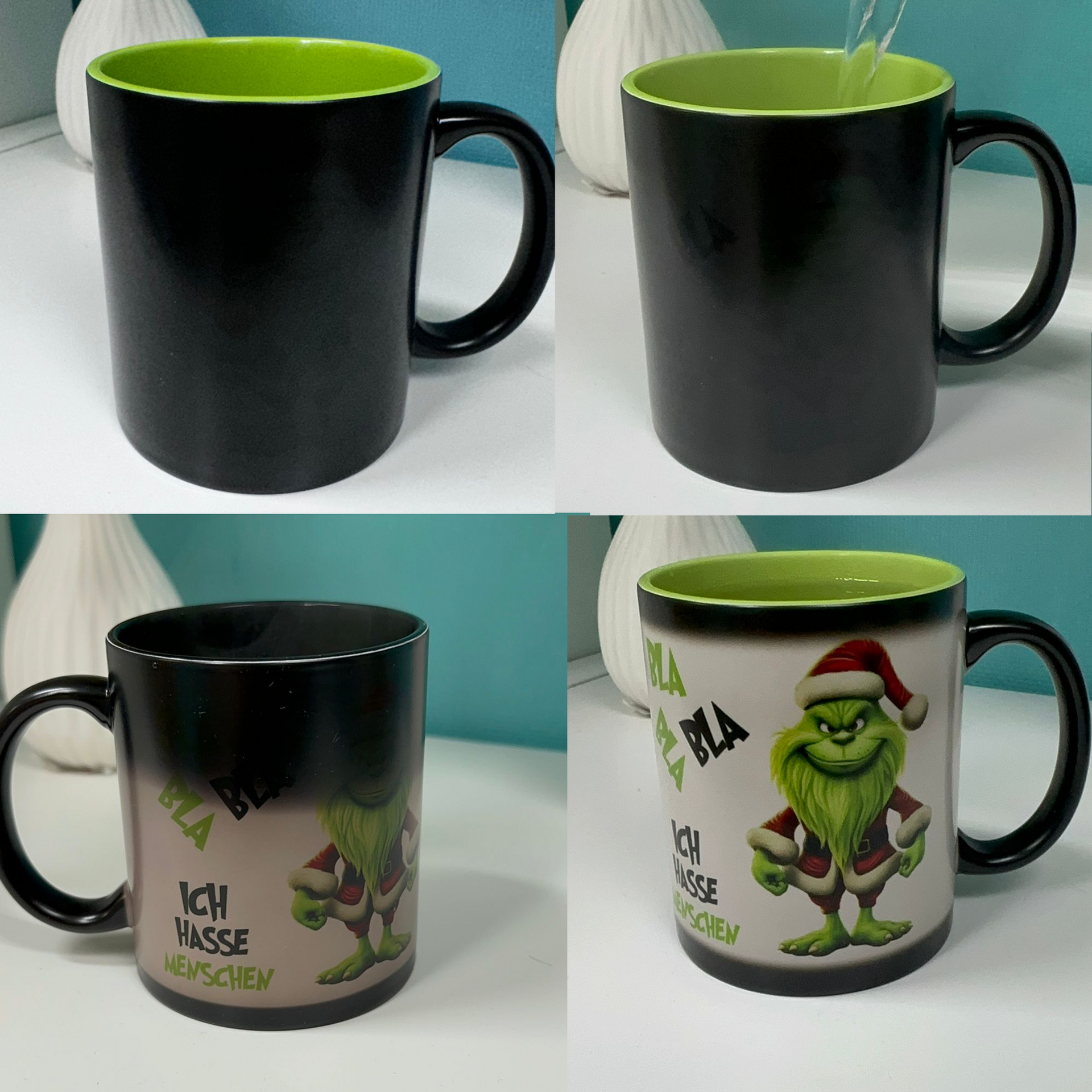 Green Santa Bla Bla Bla - Ich hasse Menschen - MAGIC WOW Kaffeetasse Teetasse