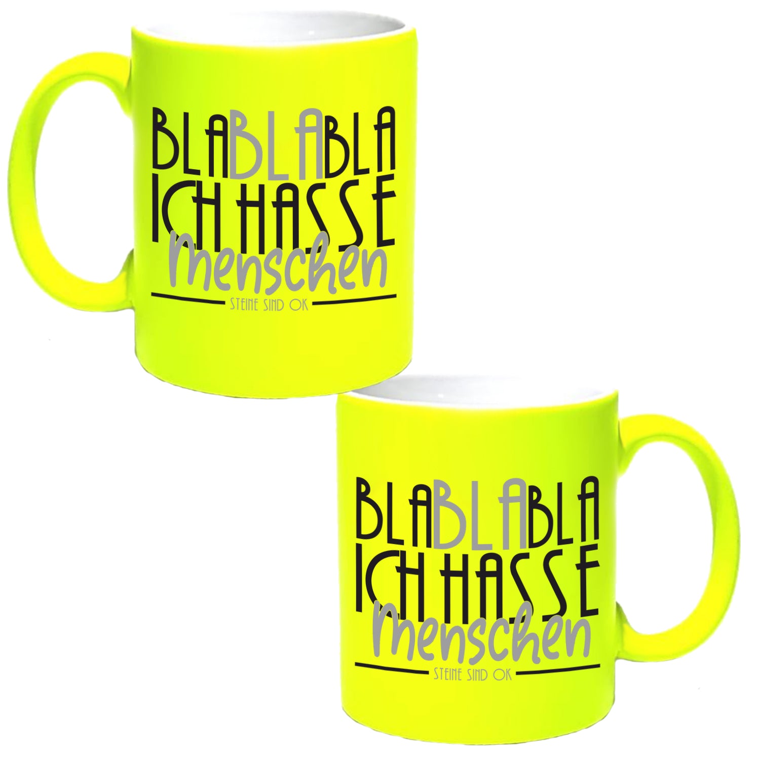 Bla Bla Bla ich Hasse Menschen Kaffeetasse Teetasse Glitzertasse Neontasse 20 Farben