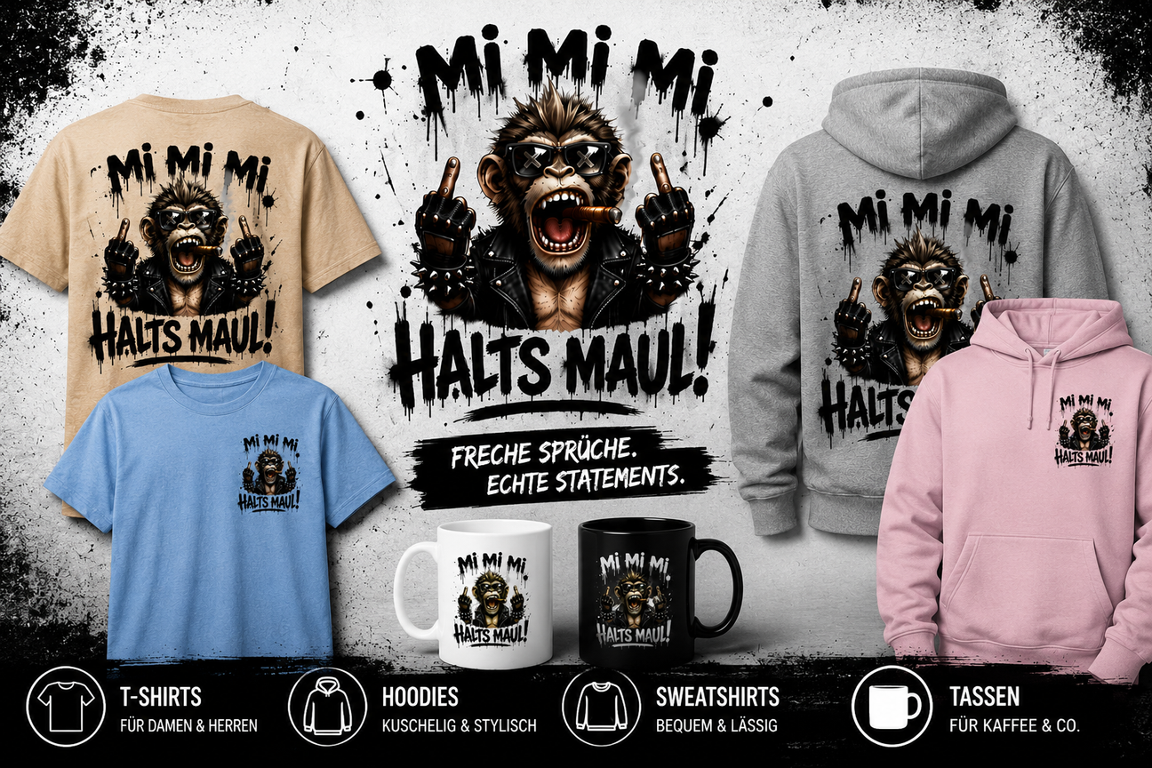 Mi Mi Mi Halts Maul Affen Shirt – Lustiges Streetwear Funshirt | FunnyWords