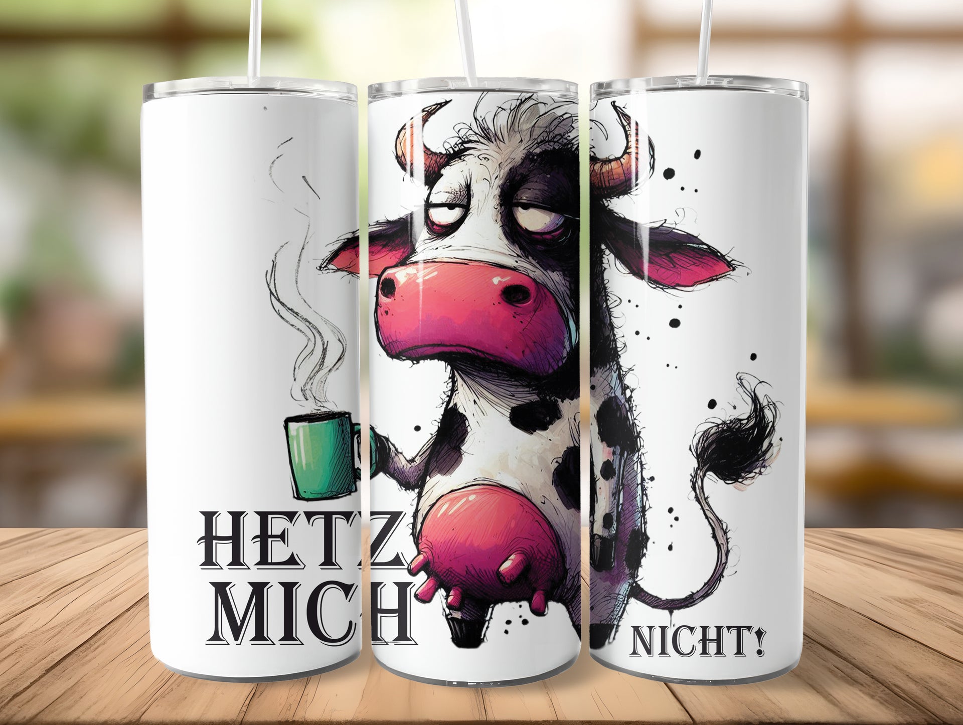 Hetz mich nicht! cute Animal Kuh "Elfriede" Tumbler Trinkflasche