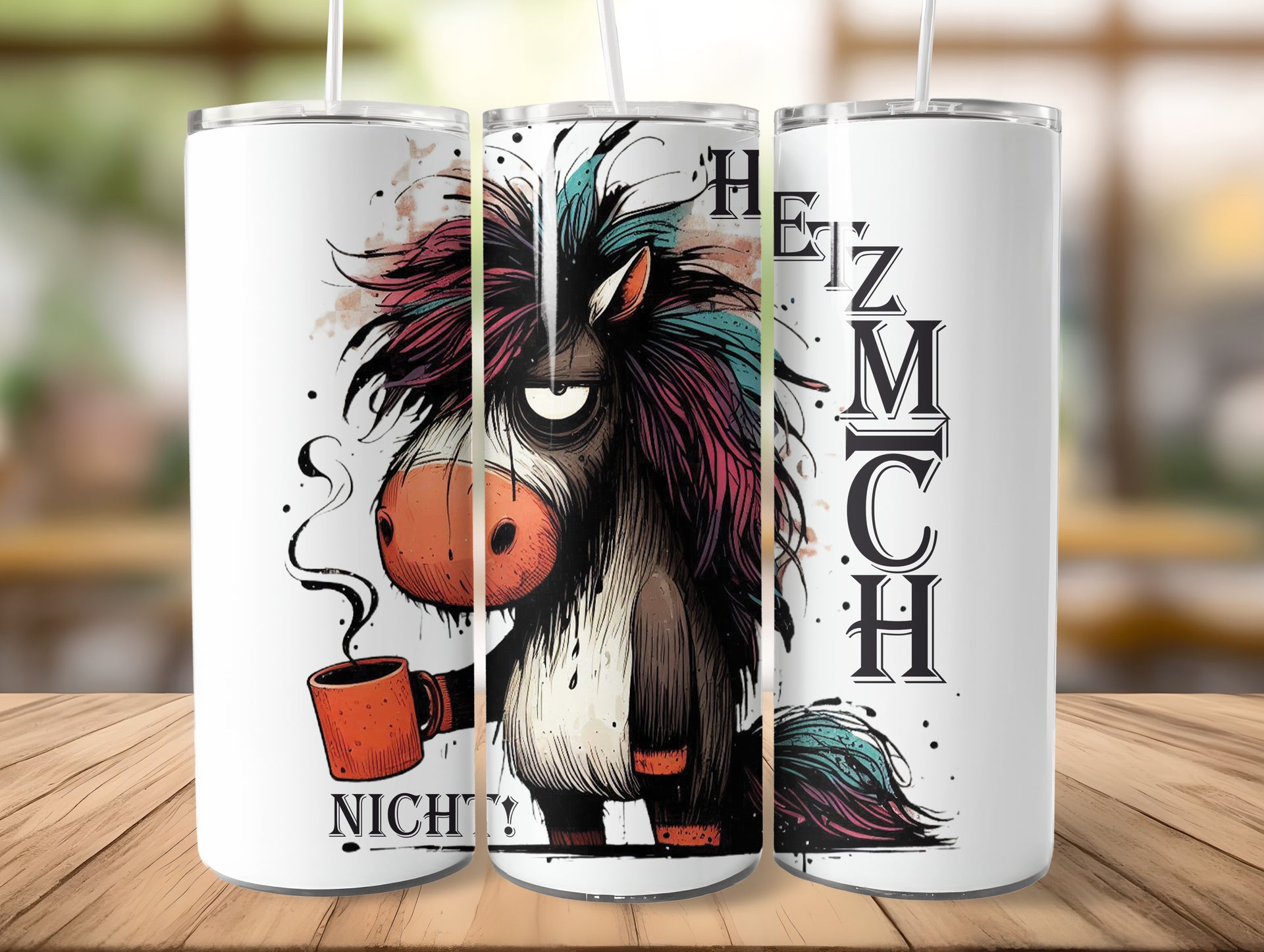 Hetz mich nicht! cute Animal Pferd "Naruco" Tumbler Trinkflasche