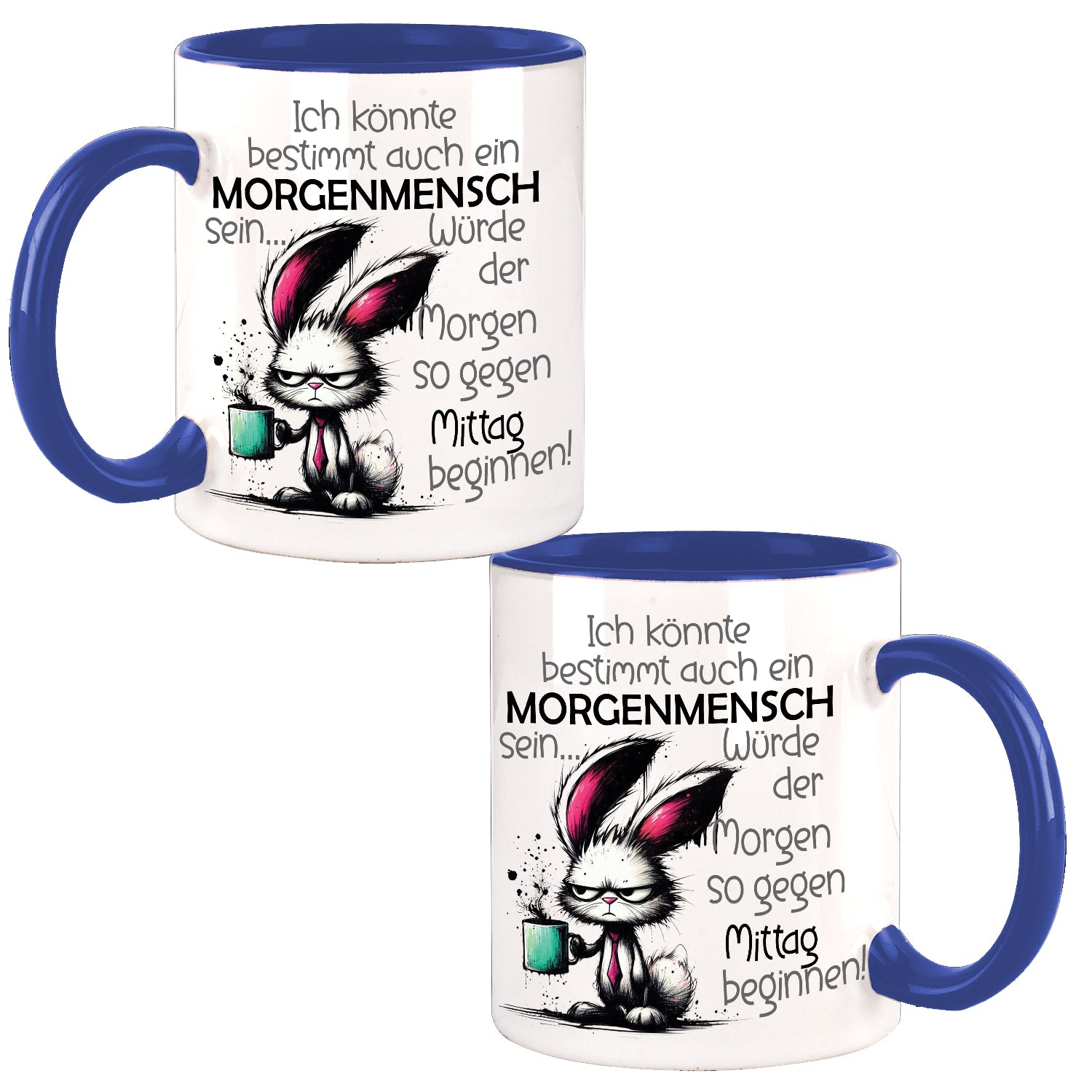 Morgenmensch Hase Bunny Design Büro Kaffee Teetasse