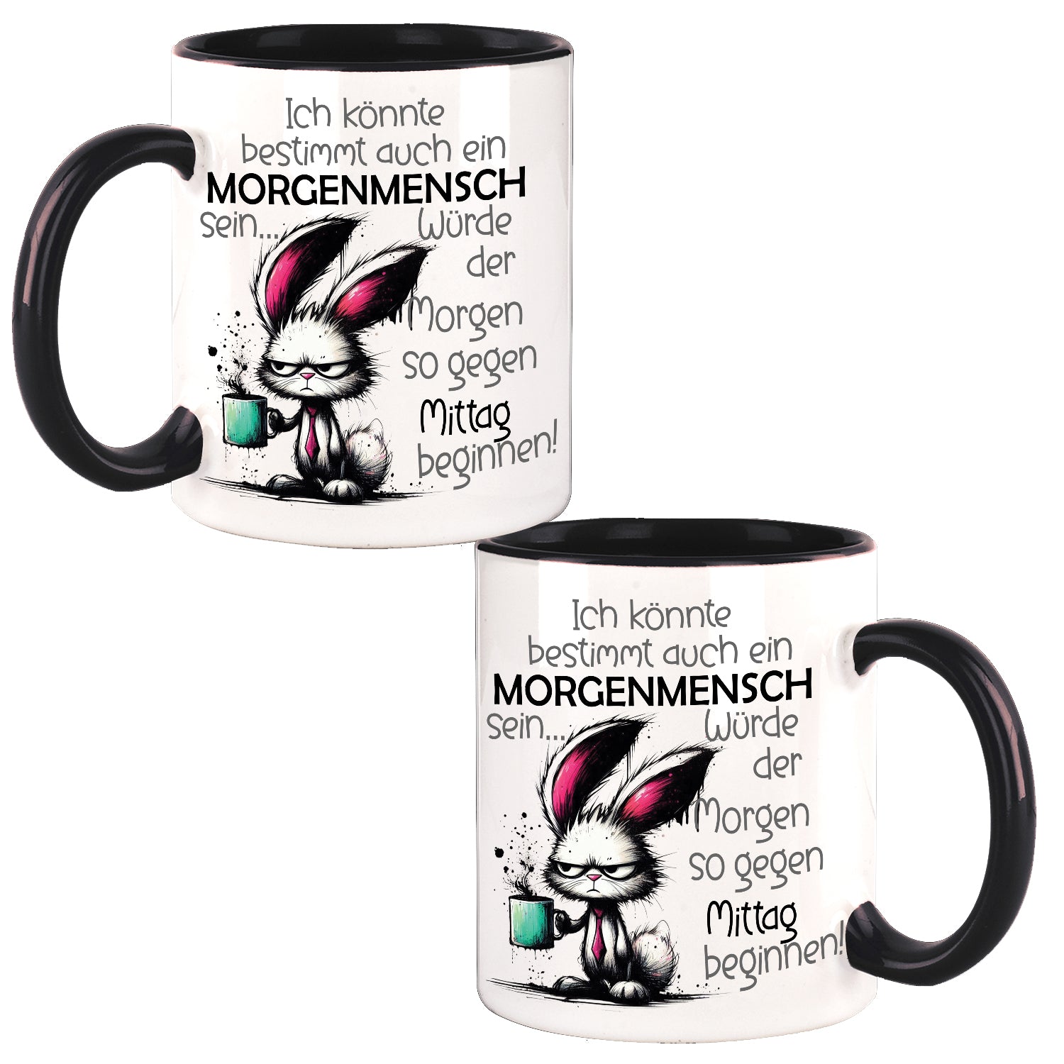 Morgenmensch Hase Bunny Design Büro Kaffee Teetasse