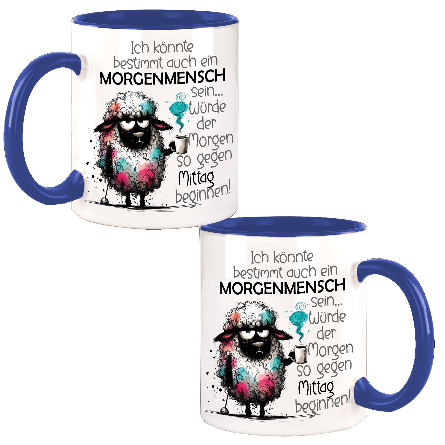 Morgenmensch Schaf Wolli Design Büro Kaffee Teetasse