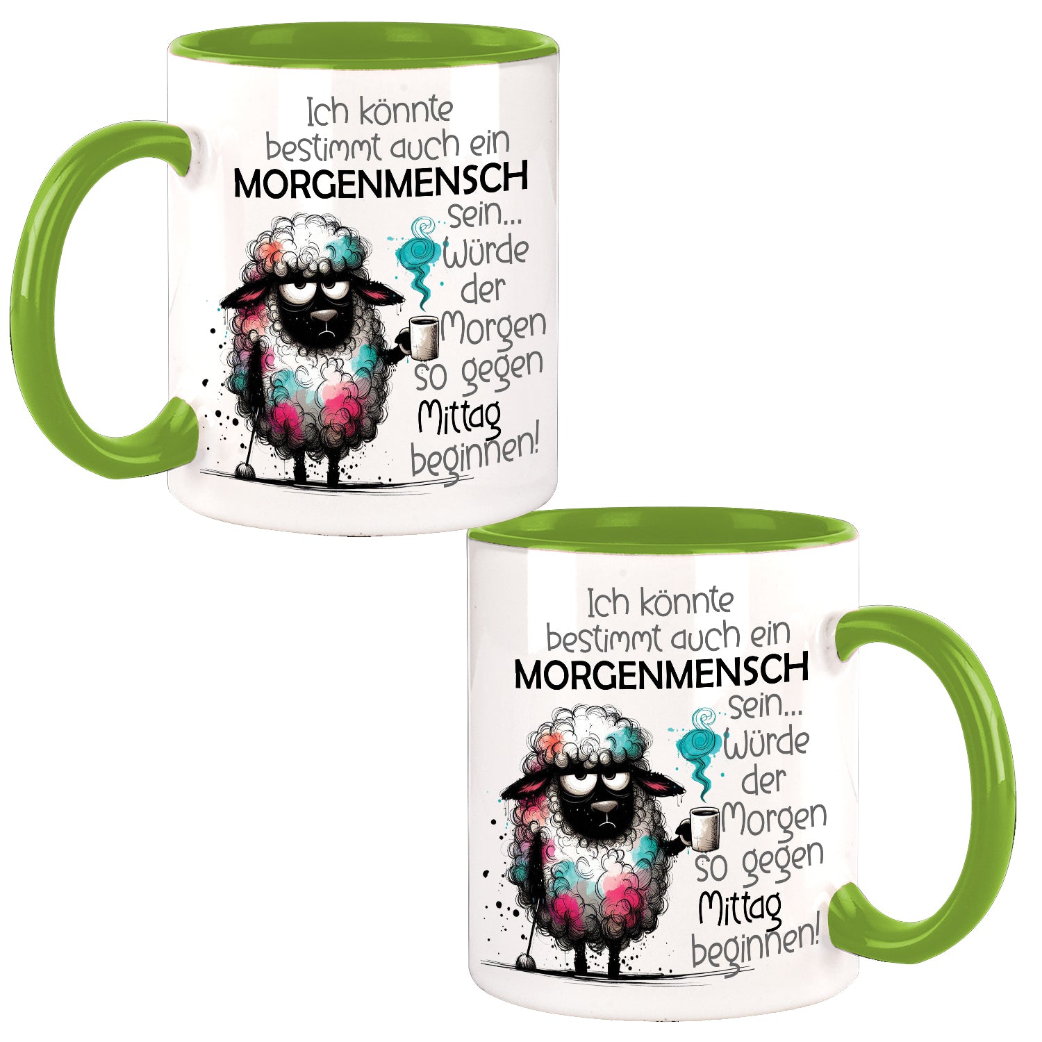 Morgenmensch Schaf Wolli Design Büro Kaffee Teetasse