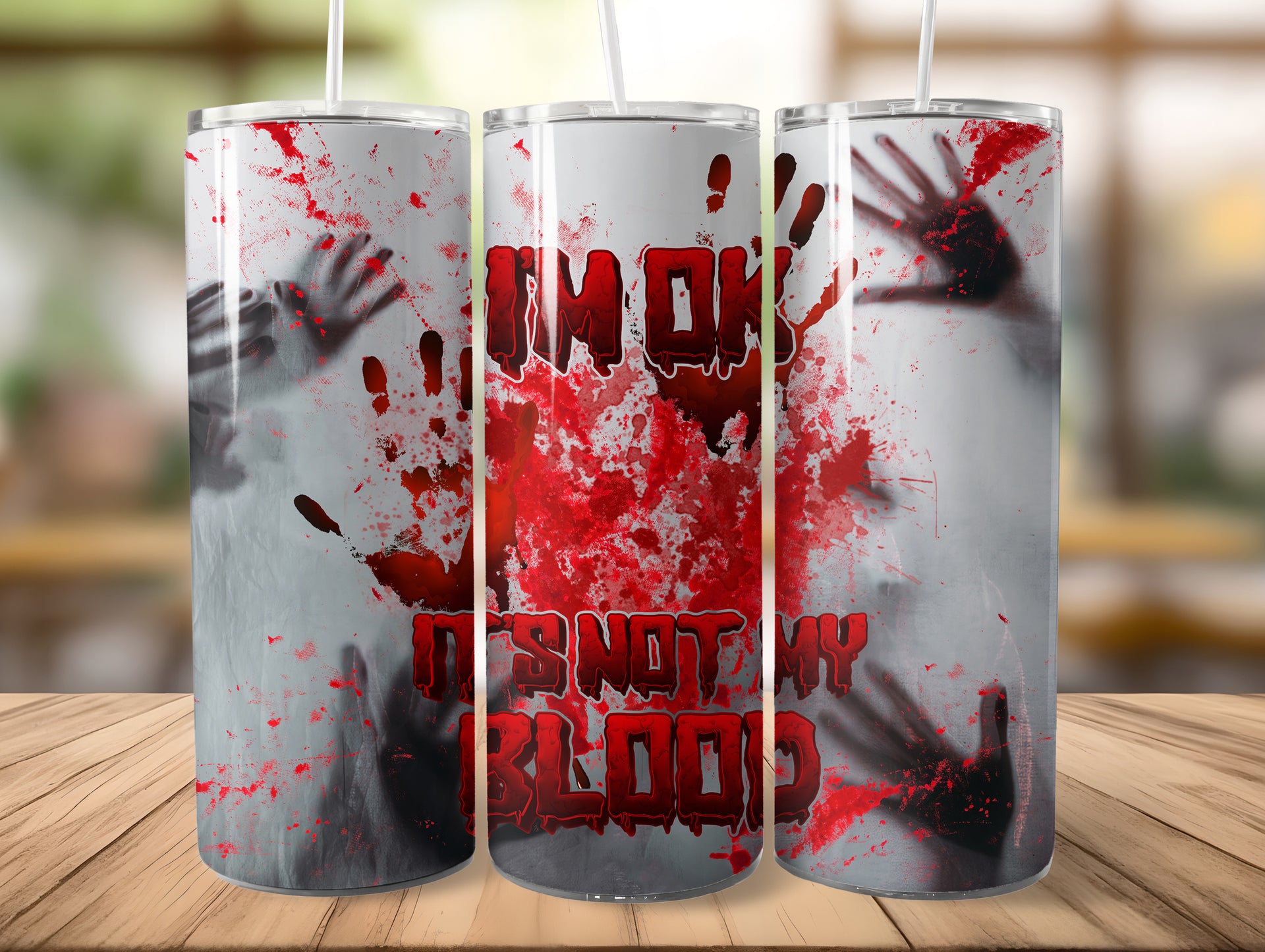 Halloween I am OK Blood Tumbler Edelstahl Trinkflasche
