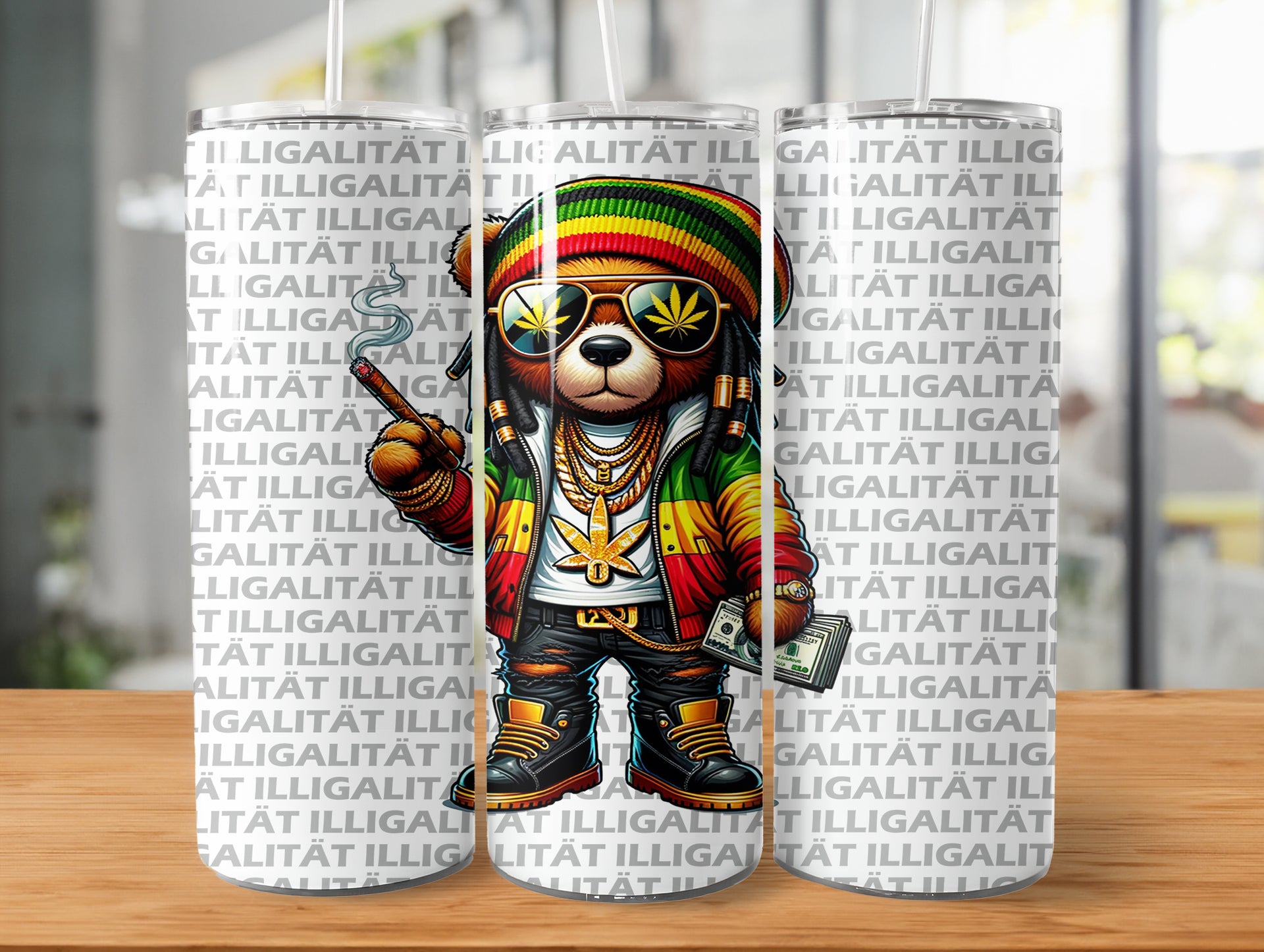 Jamaica Party Party Bear Illigalität Tumbler XXL