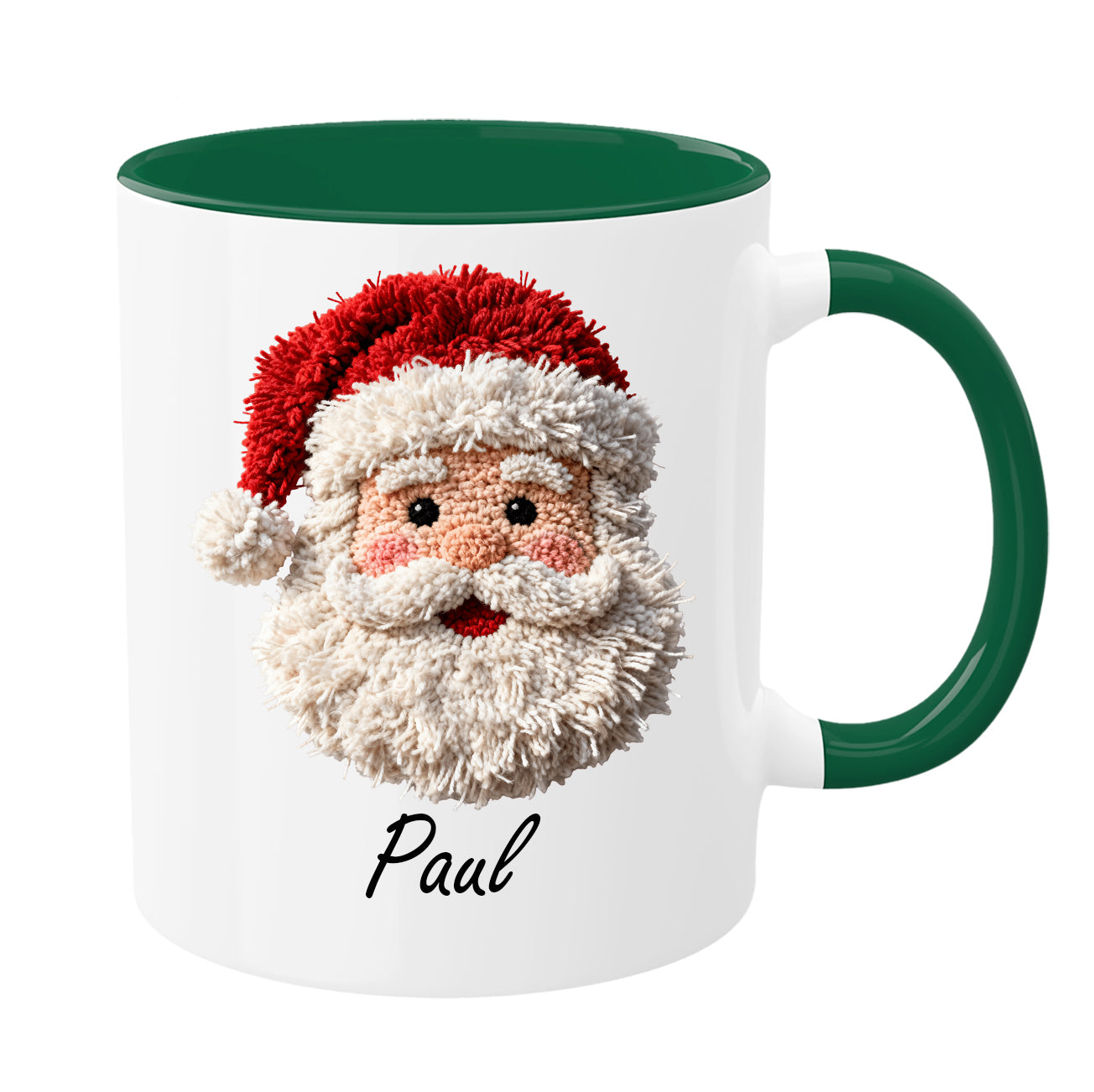 Personalisierte Weihnachtstasse mit Namen – Weihnachtsmann Design | Rote Keramiktasse | Geschenkidee zu Weihnachten