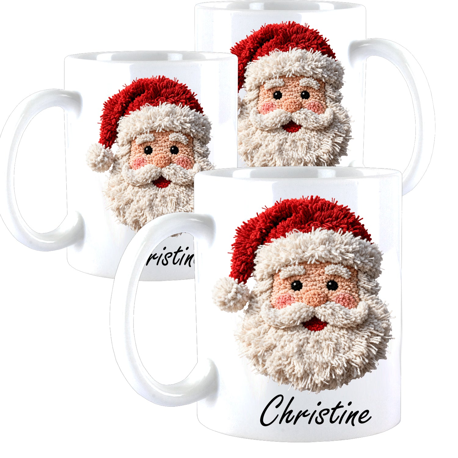 Personalisierte Weihnachtstasse mit Namen – Weihnachtsmann Design | Rote Keramiktasse | Geschenkidee zu Weihnachten