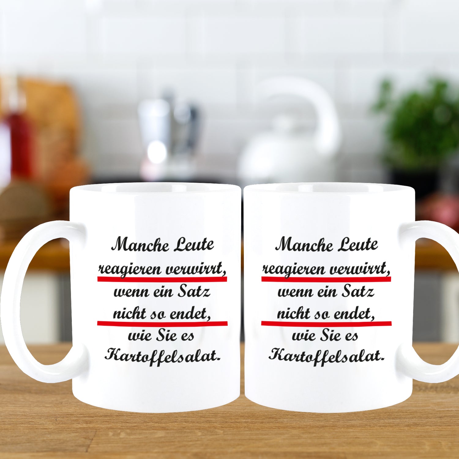 FUNNYWORDS® Rote Streifen Serie Spruch Tassse mit Verwirrung ;-)  - lustiger Kaffeebecher Tasse