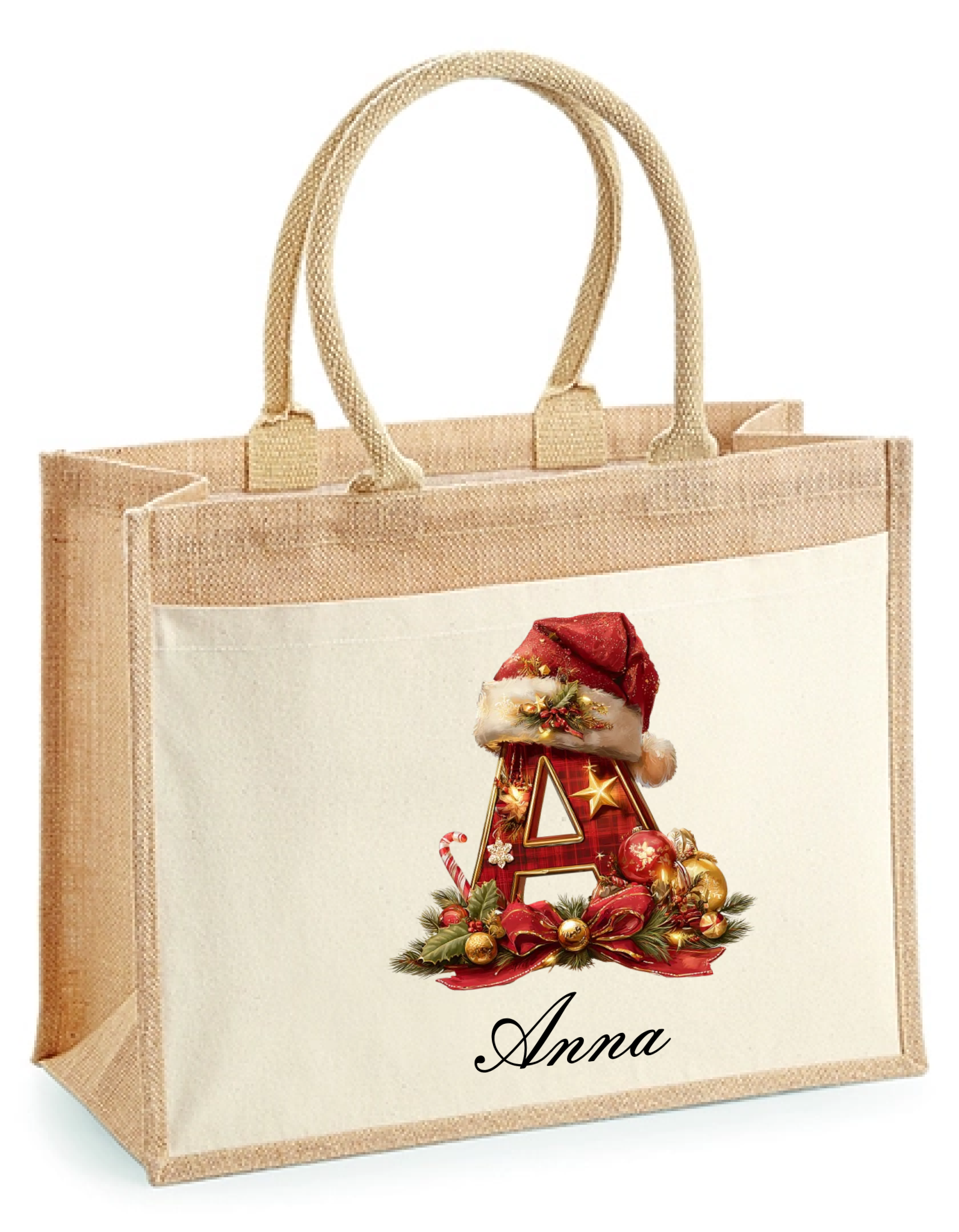 Jute Geschenketasche- Weihnachten Buchstaben 2 - personalisiert