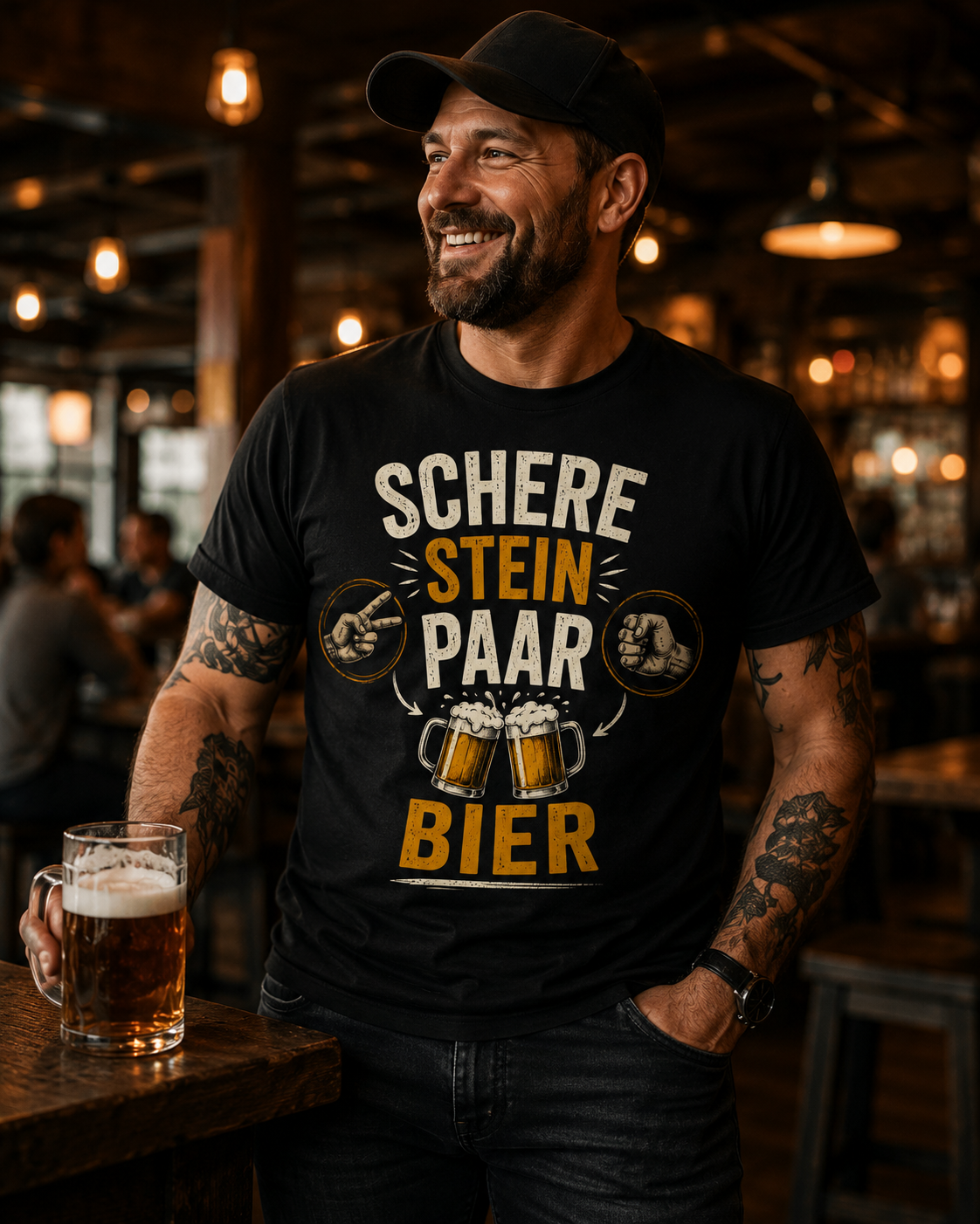 Schere Stein Paar Bier – Lustiges Bier T-Shirt für echte Männerabende