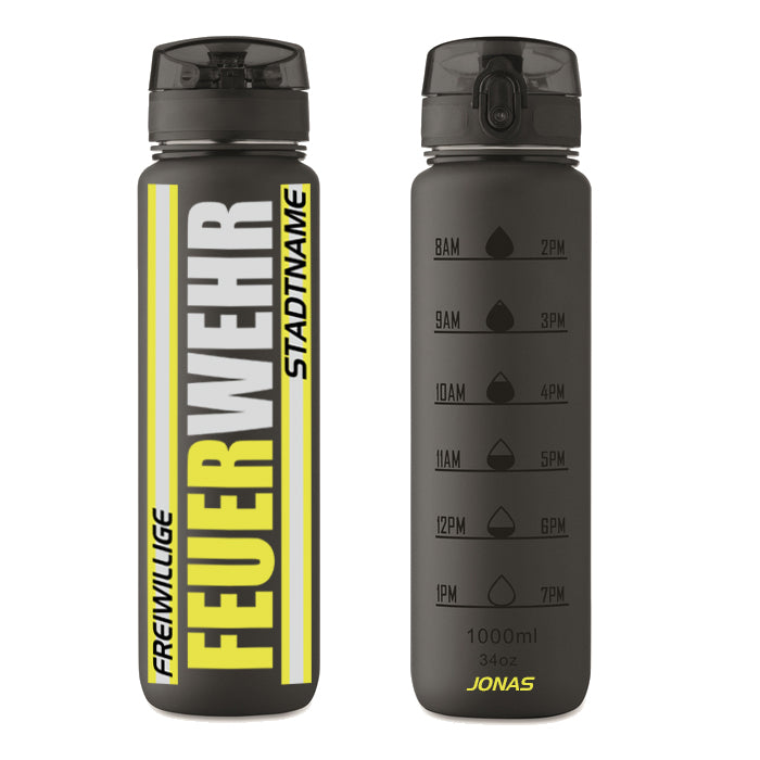 Sporttrinkflasche FW2200 „FEUERWEHR – Hydrantenstark unterwegs 1000ml  inkl. Wunschnamen