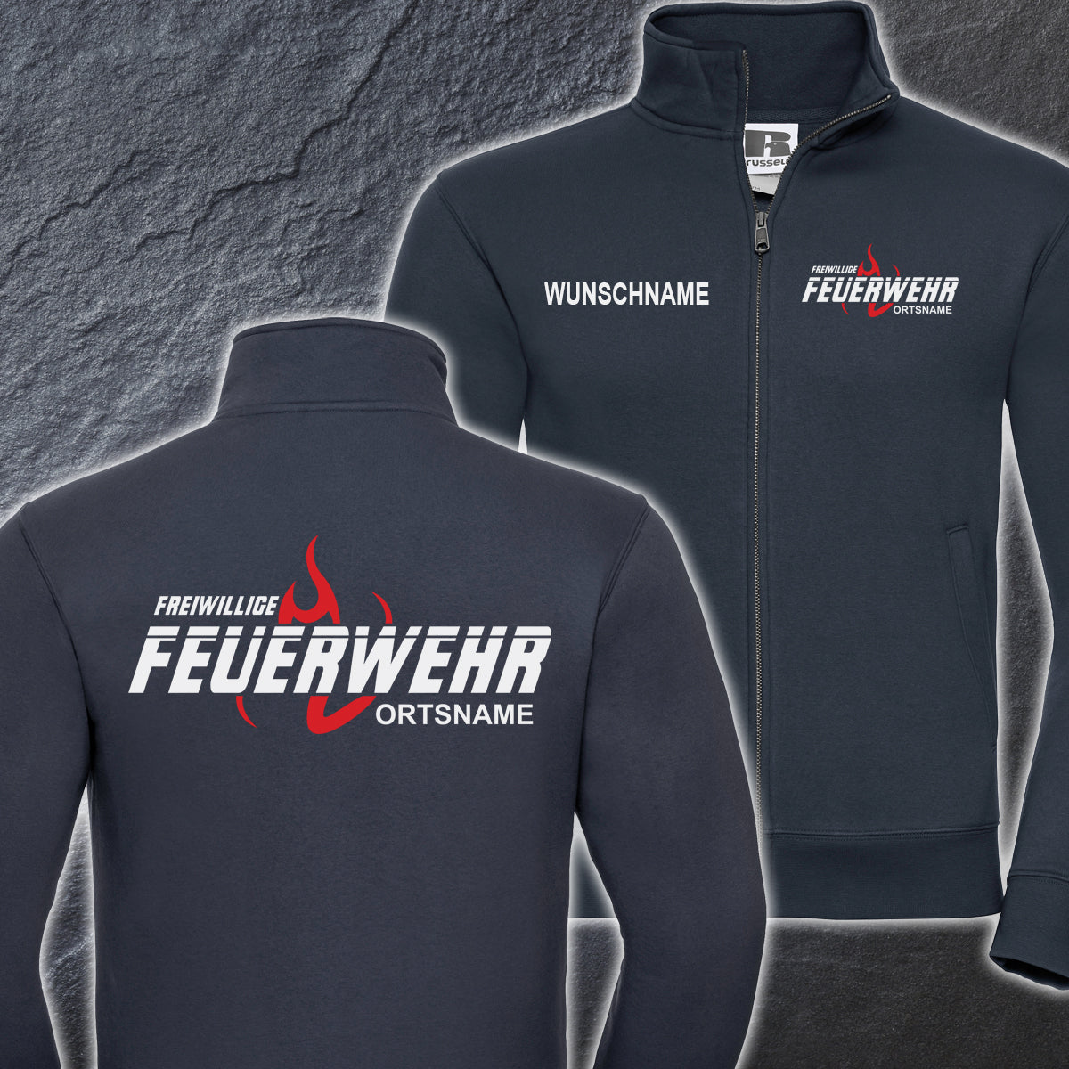 Freiwillige Feuerwehr Sweatjacke FW2510 Druck doppelseitig mehrfarbig S-4XL