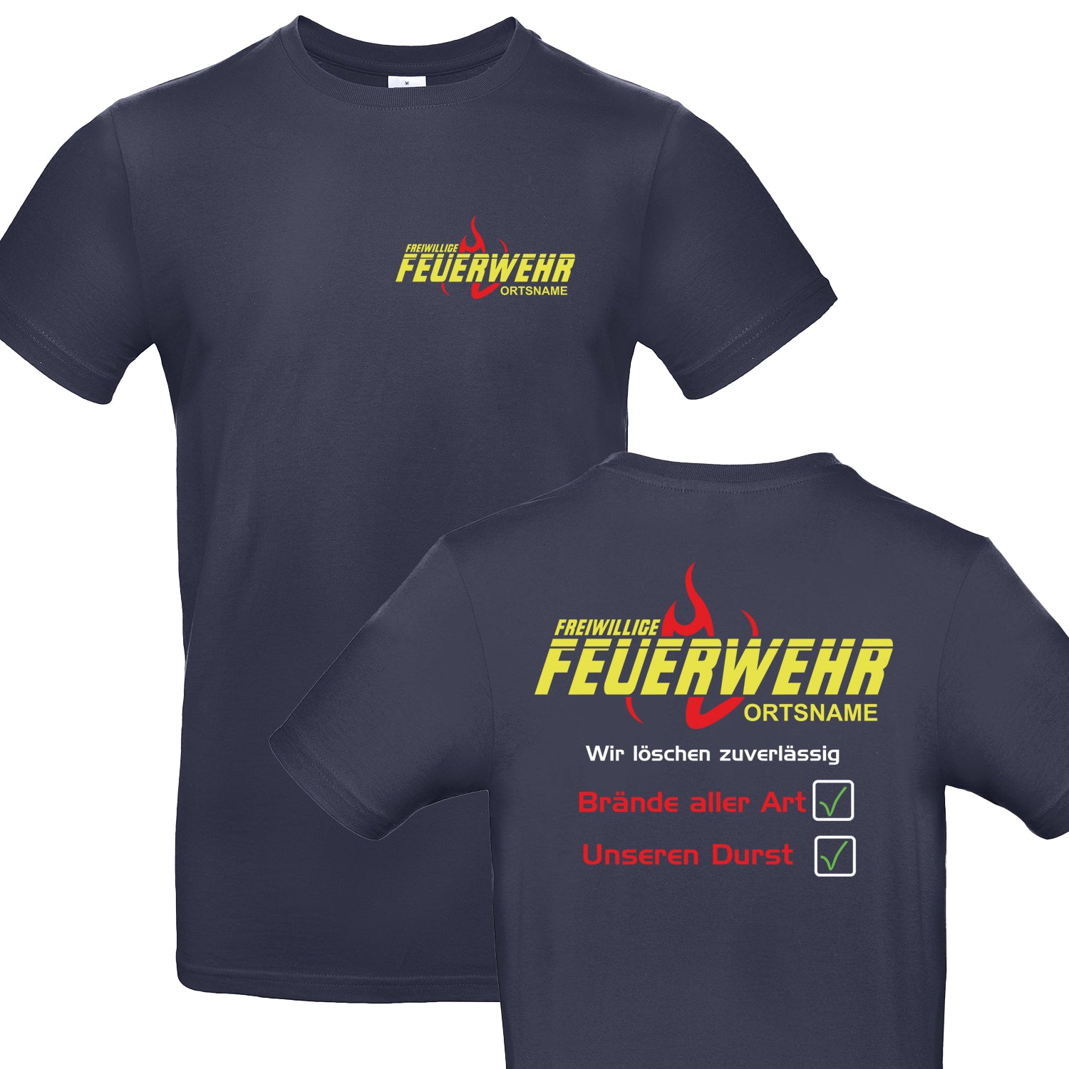 Freiwillige Feuerwehr T-Shirt - Brand Löschen FW2520 beidseitig Wunschstadt