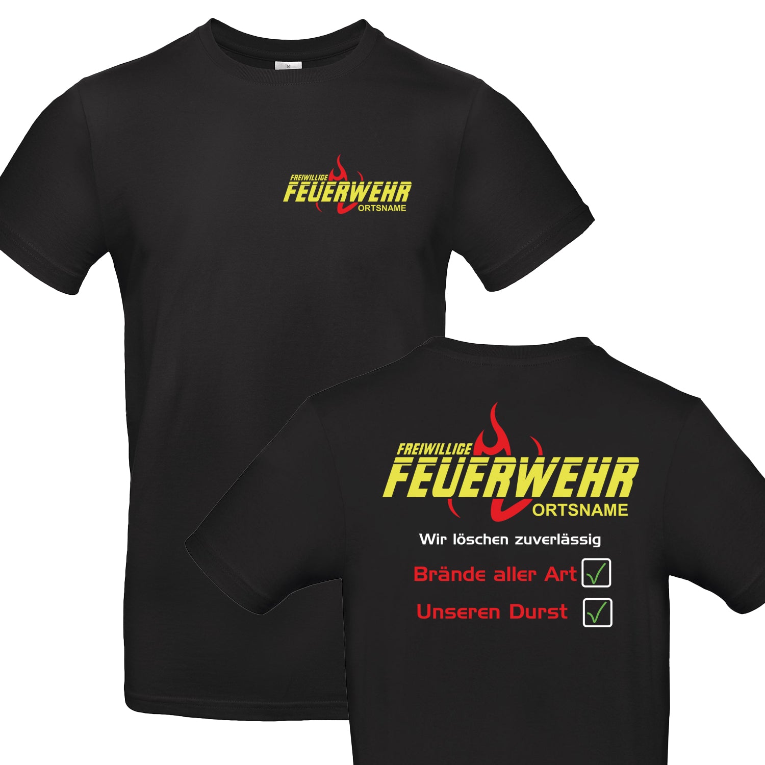 Freiwillige Feuerwehr T-Shirt - Brand Löschen FW2520 beidseitig Wunschstadt