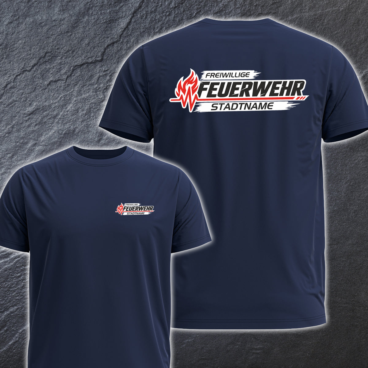 Feuerwehr T-Shirt FW2660 beidseitig Wunschstadt - Wunschname
