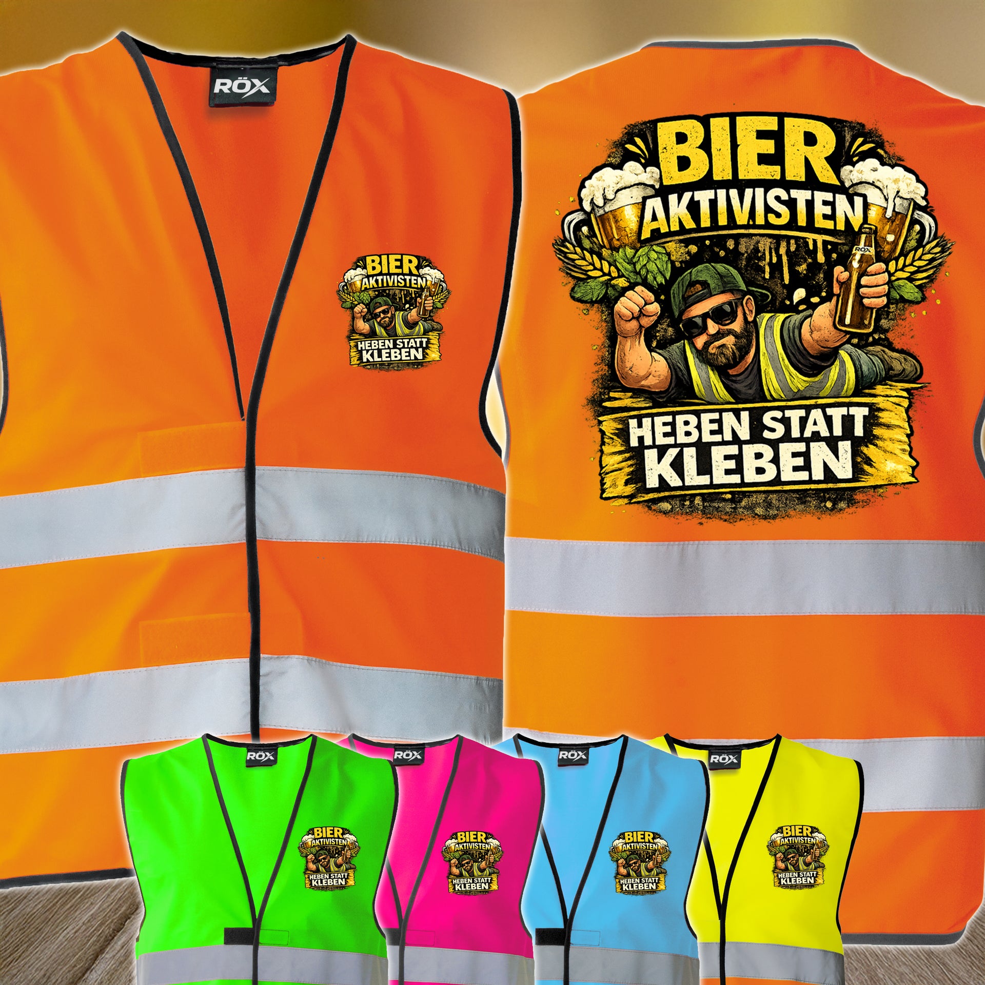Bieraktivisten - Heben statt Kleben, PARTY Edition Bier Aktivisten Sicherheitsweste JGA Karneval Männertag