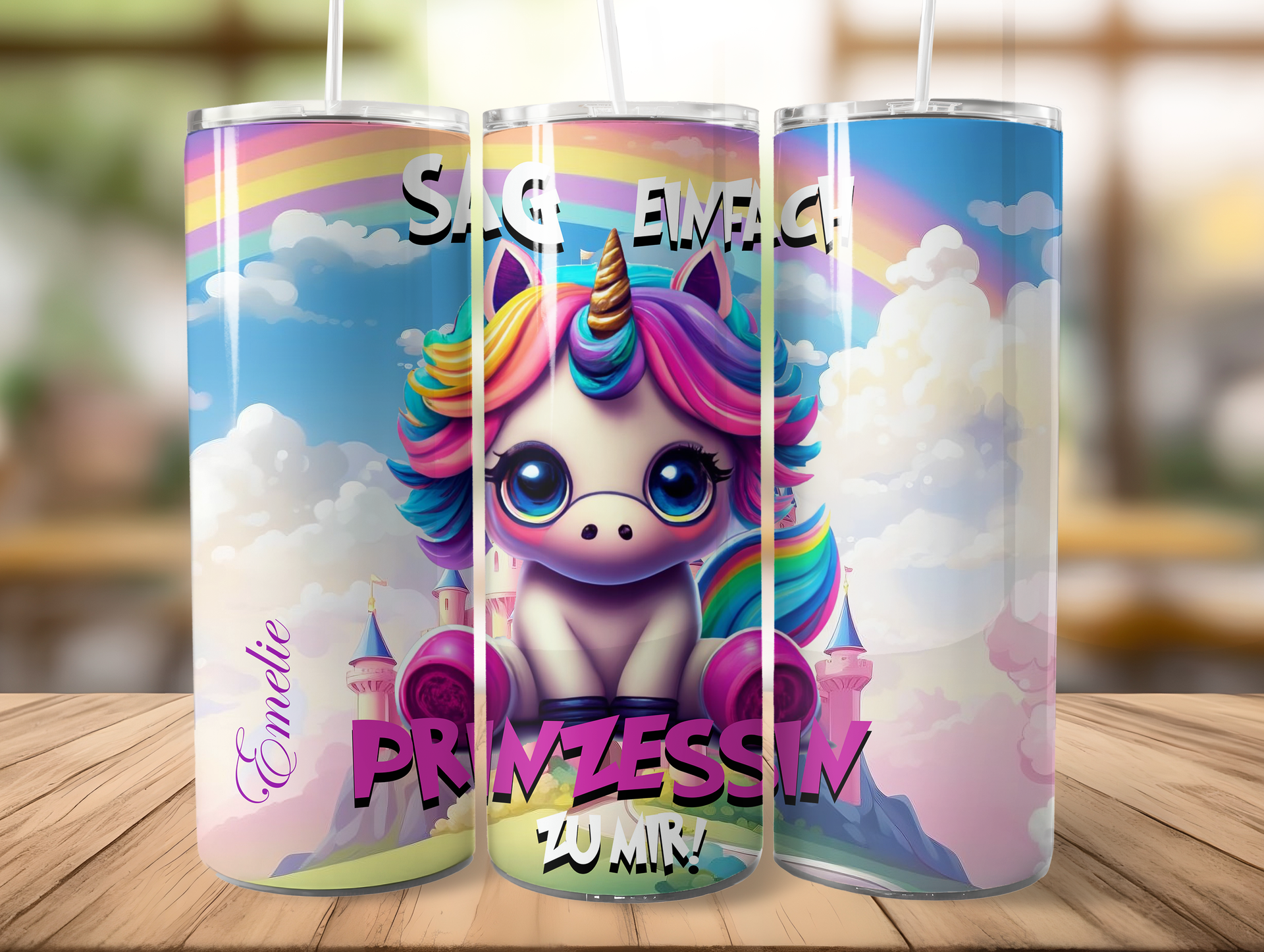Sag einfach Prinzessin Einhorn Tumbler Edelstahl Trinkflasche inkl Wunschname