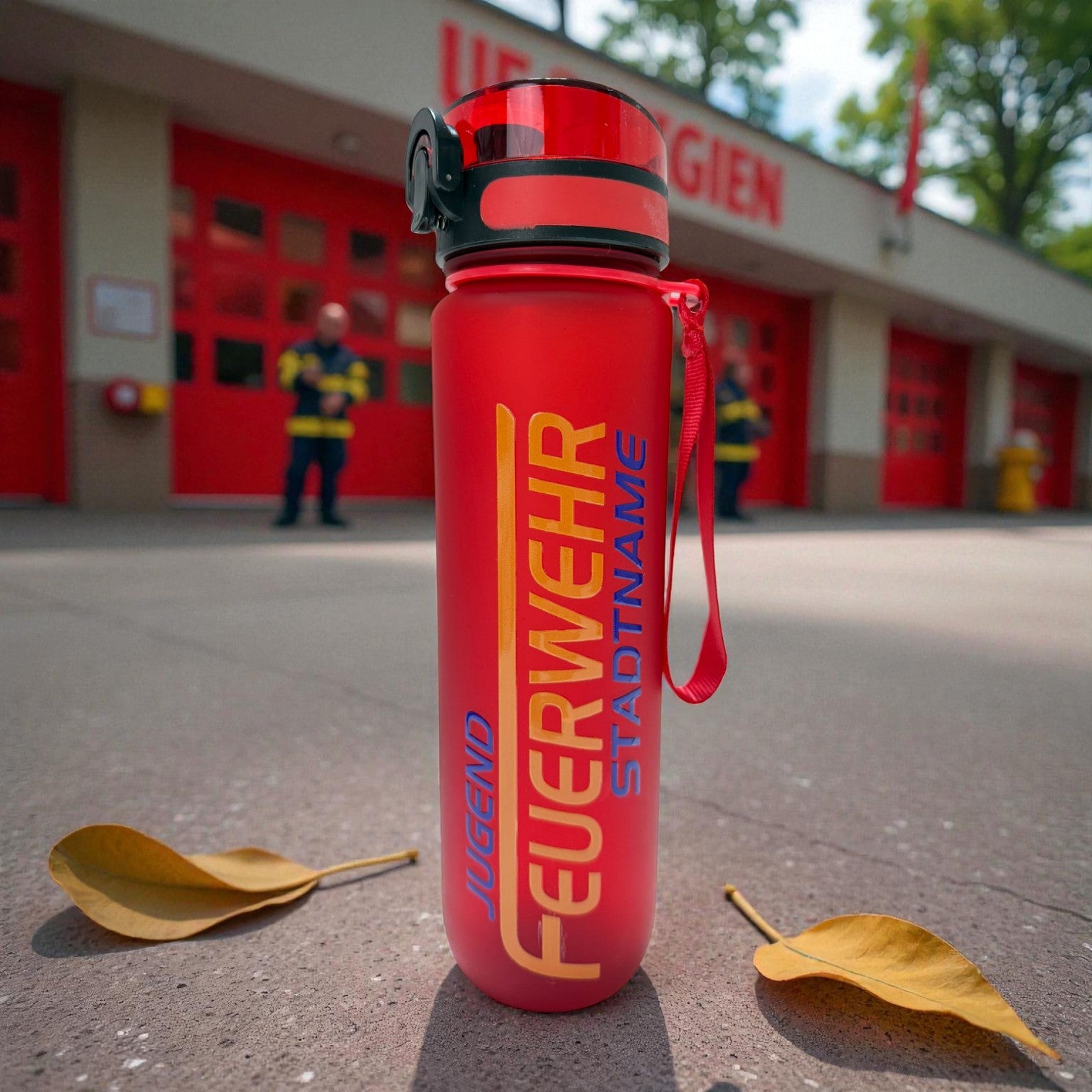 Personalisierte Trinkflasche Feuerwehr – BPA-frei & aus Tritan | Jugendfeuerwehr Flasche mit Name & Stadt | Robust & Leicht