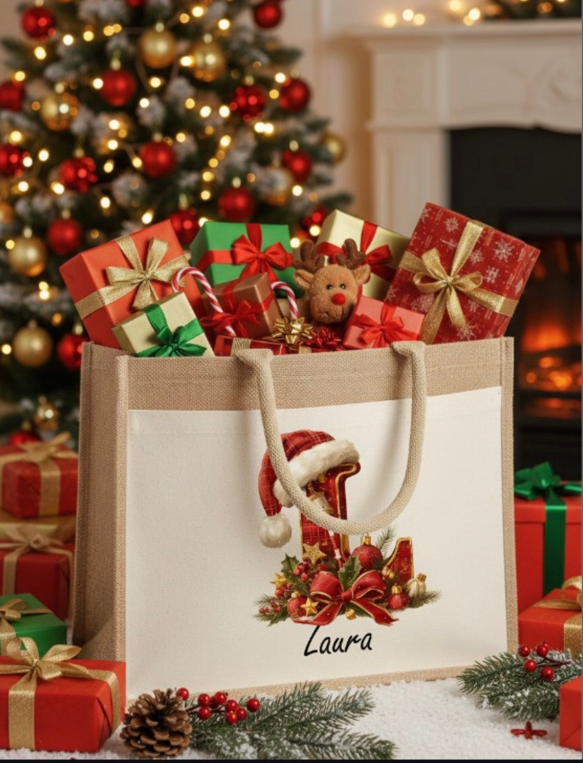 Geschenketasche Weihnachten Buchstaben 2 - personalisiert