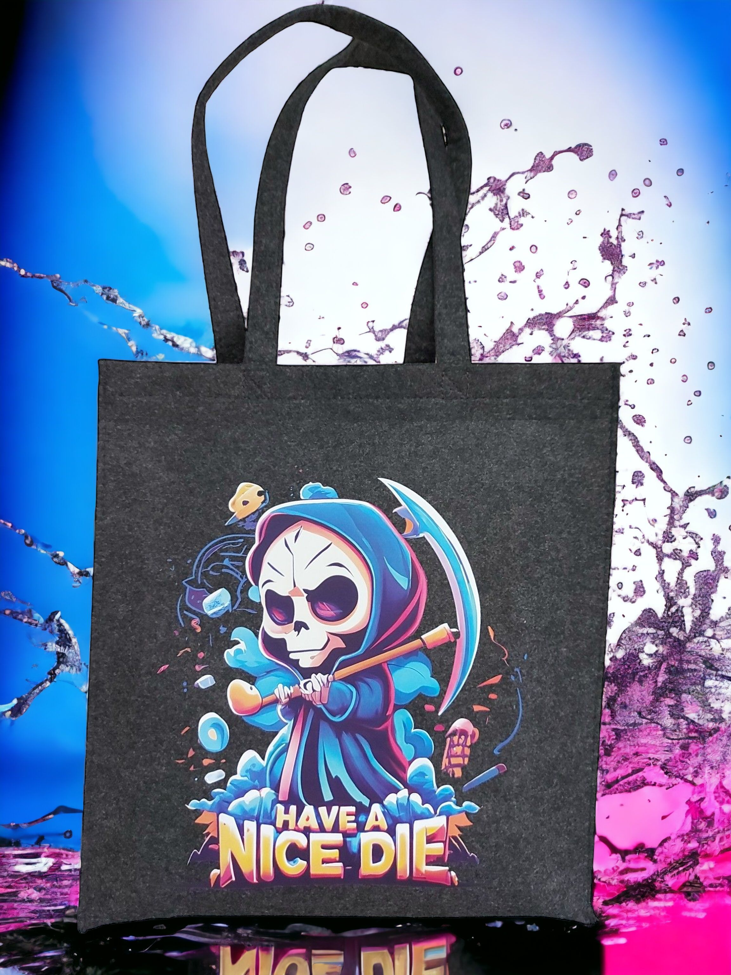 HAVE A NICE DIE  Filz Shopper Tasche Halloween Hingucker