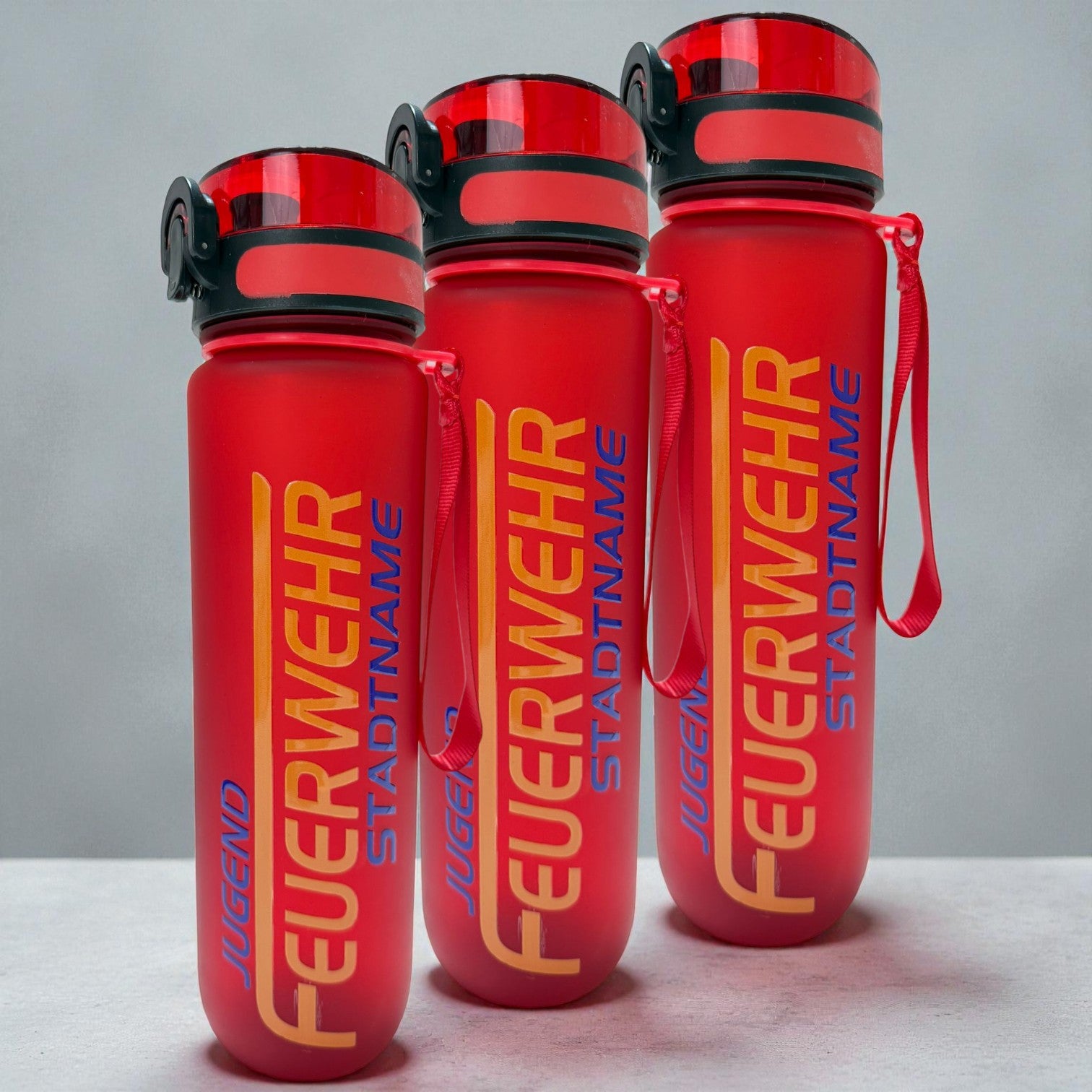 Personalisierte Trinkflasche Feuerwehr – BPA-frei & aus Tritan | Jugendfeuerwehr Flasche mit Name & Stadt | Robust & Leicht