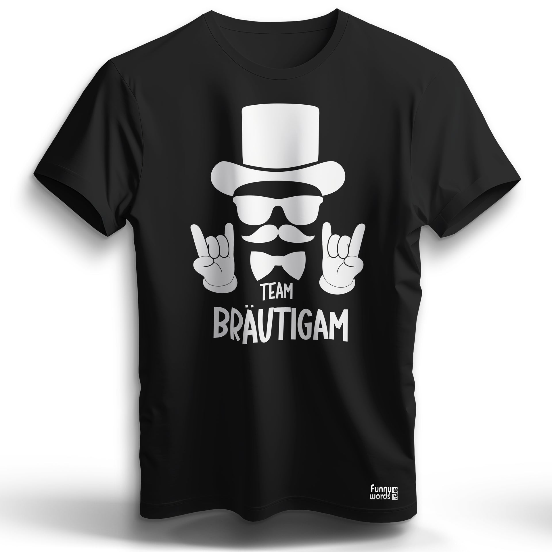 JGA Team Bräutigam Junggesellen Abschied - mit Zylinder, Sonnenbrille und Mustache T-Shirt