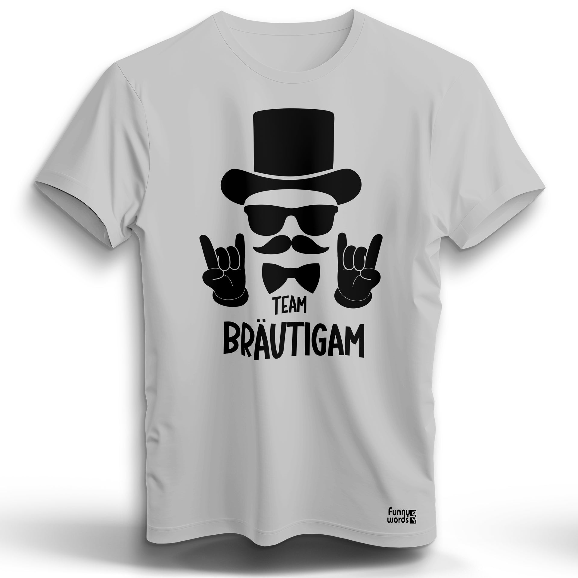 JGA Team Bräutigam Junggesellen Abschied - mit Zylinder, Sonnenbrille und Mustache T-Shirt