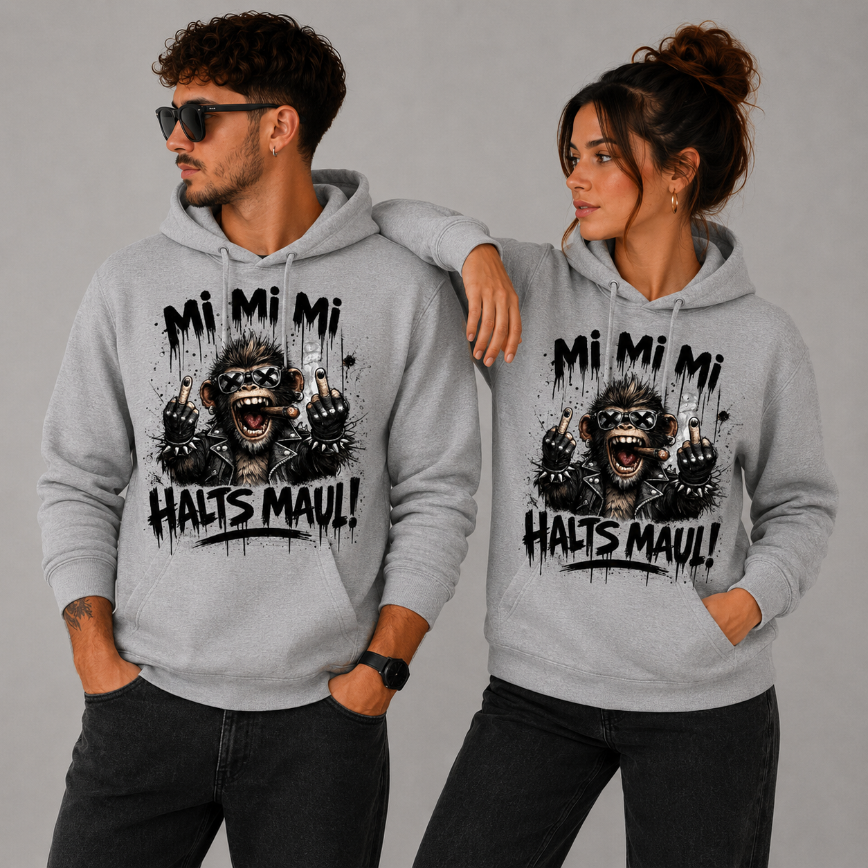 Mi Mi Mi Halts Maul Ape HOOD   – Streetstyle Affen Shirt Unisex Premium Hoodie
