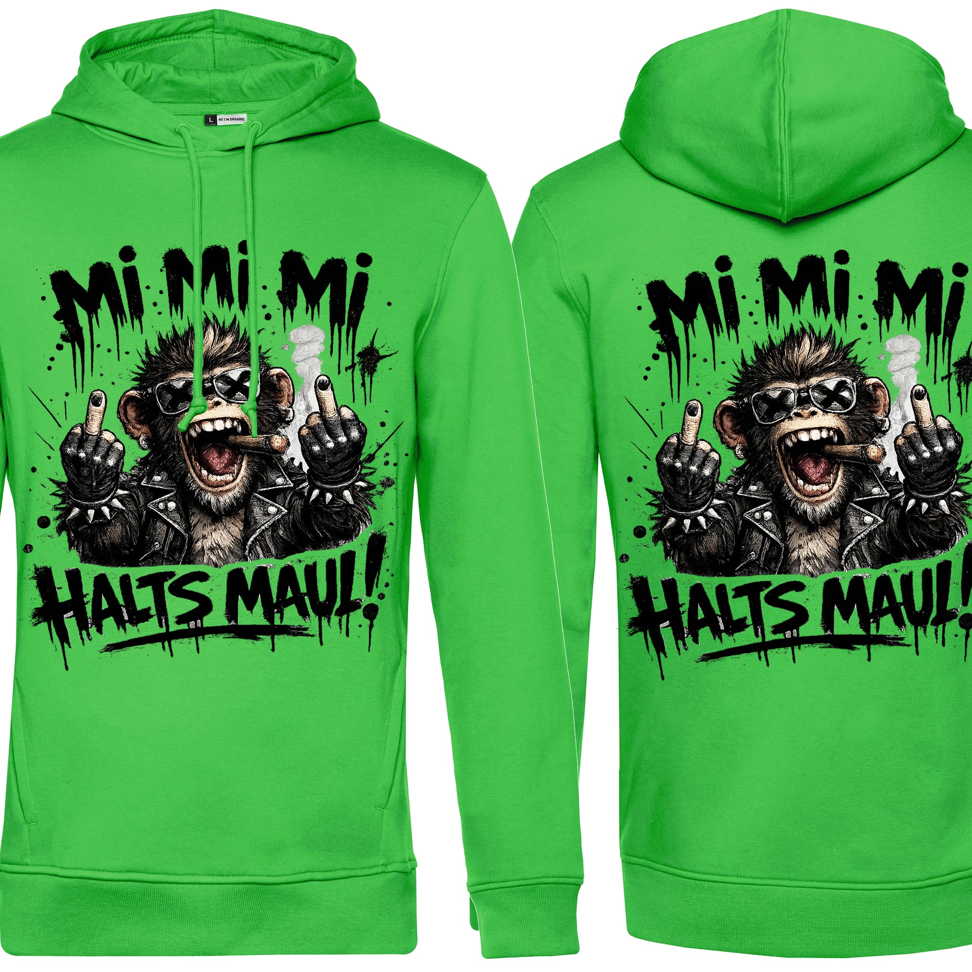 Mi Mi Mi Halts Maul Ape HOOD   – Streetstyle Affen Shirt Unisex Premium Hoodie