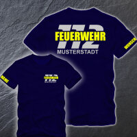 Feuerwehr T-Shirt FW1500 beidseitig Wunschstadt +  Wunschname