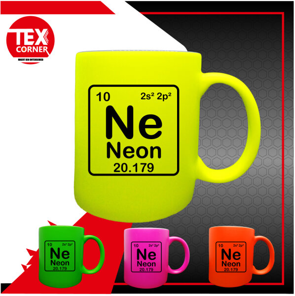 FUNNYWORDS® Neon Peridodensystem Tasse  -  Fun - NEON - Tasse - Kaffeebecher