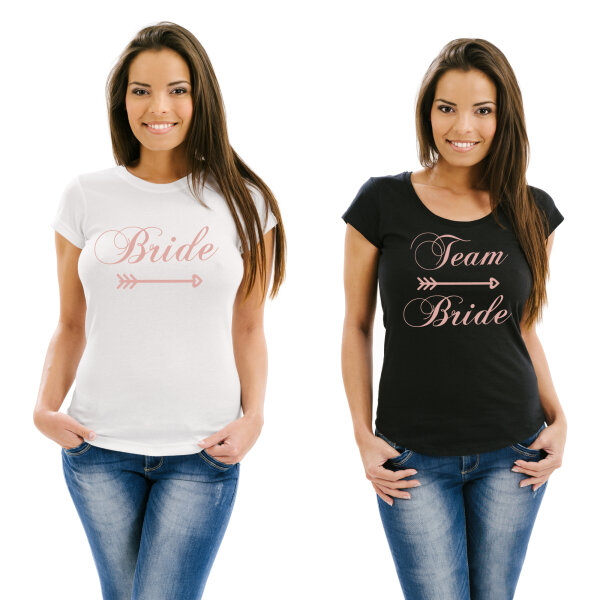 Team Bride T-Shirt JGA V Neck Süßes Junggesellinnenabschied Style