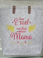 Engel ohne Flügel nennt man Mama Tragetasche grau aus Filz Geschenk , Muttertag , Mama