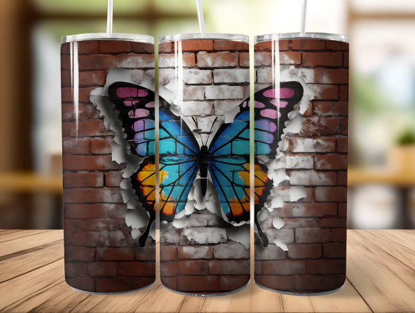 Schmetterling Rainbow - Zieglwand -Tumbler Edelstahl Trinkflasche