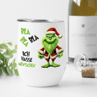 Green Santa BLA BLA BLA - ich hasse Menschen - Wine-Tumbler Edelstahl Trinkflasche