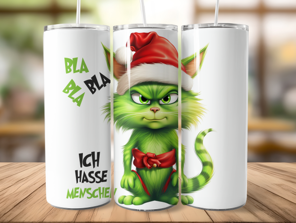 Green Cat - BLA BLA BLA - ich hasse Menschen - Tumbler Edelstahl Trinkflasche